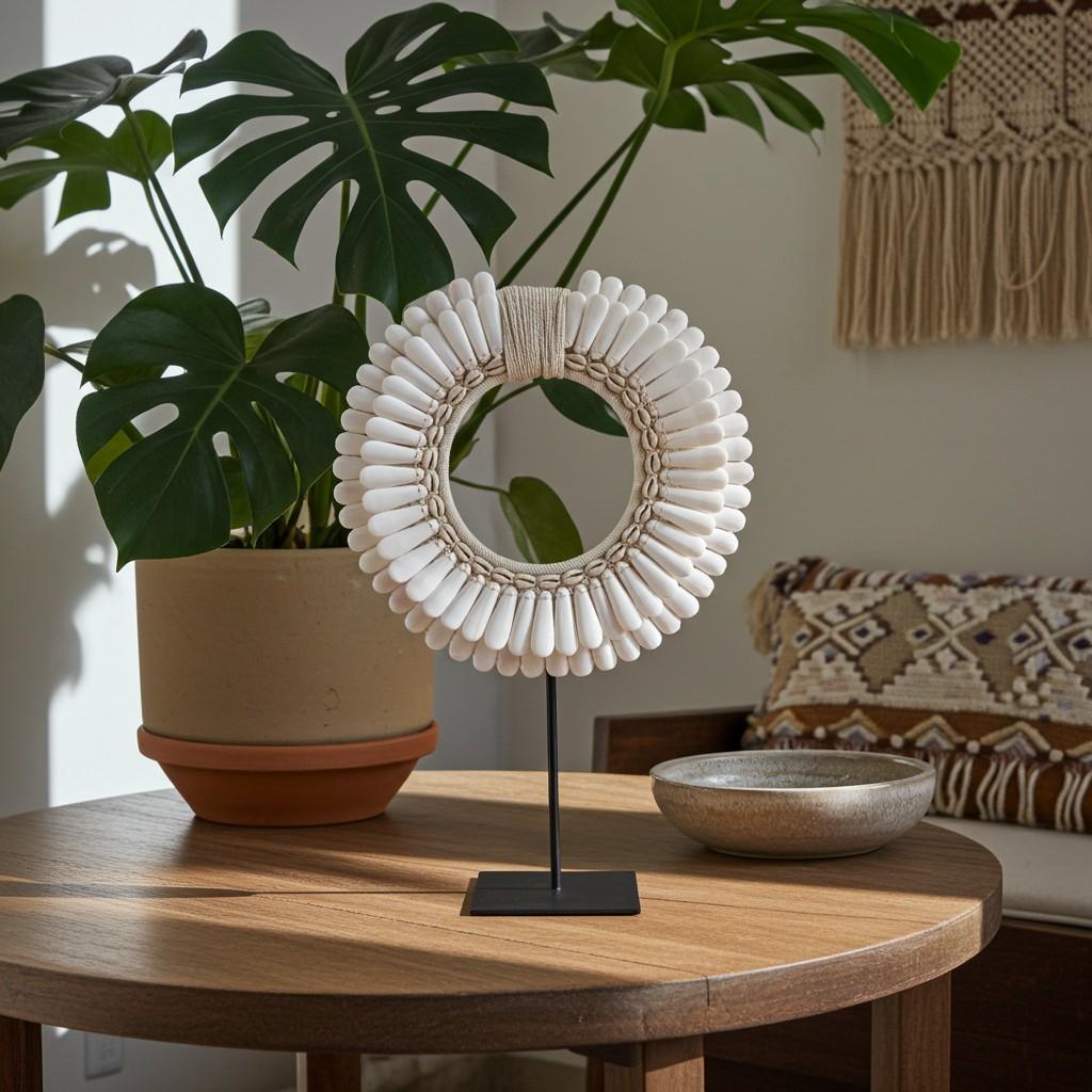 Polished Shell Necklace on Stand, Papua New Guinea For Sale 4