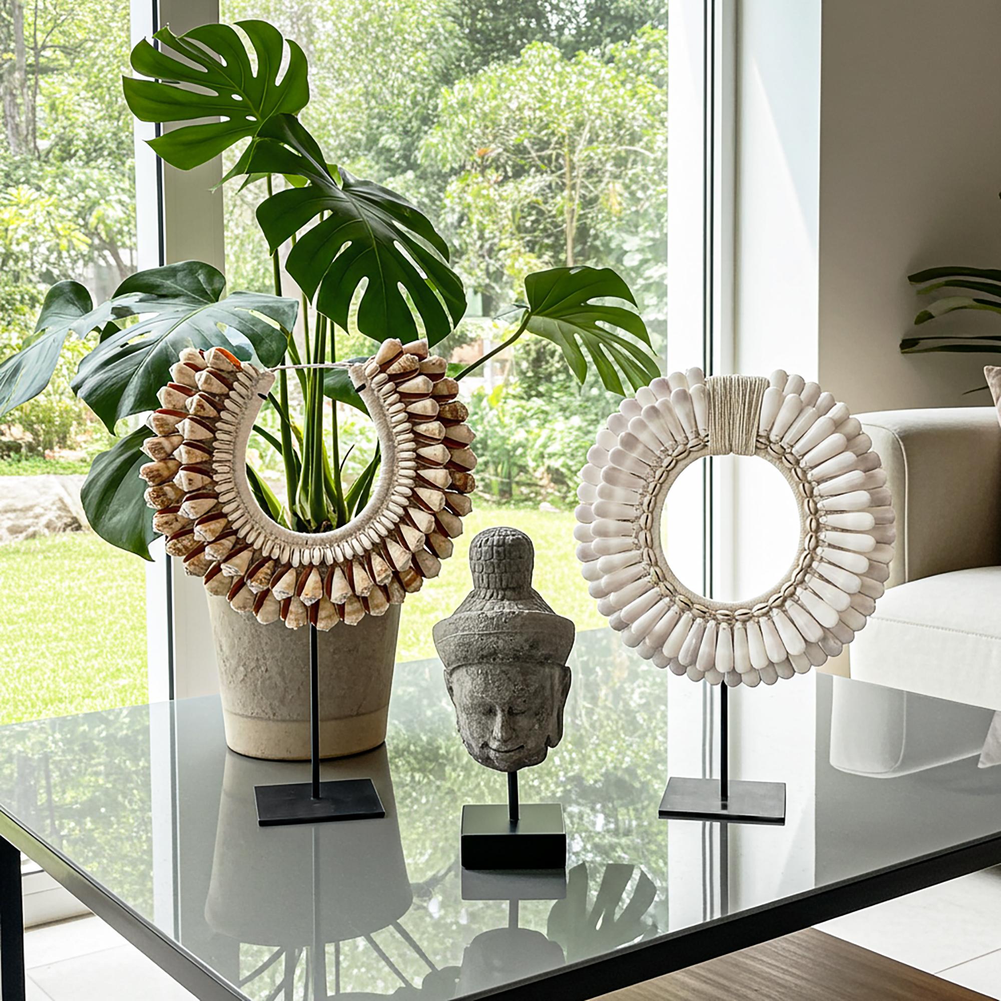 Polished Shell Necklace on Stand, Papua New Guinea For Sale 5