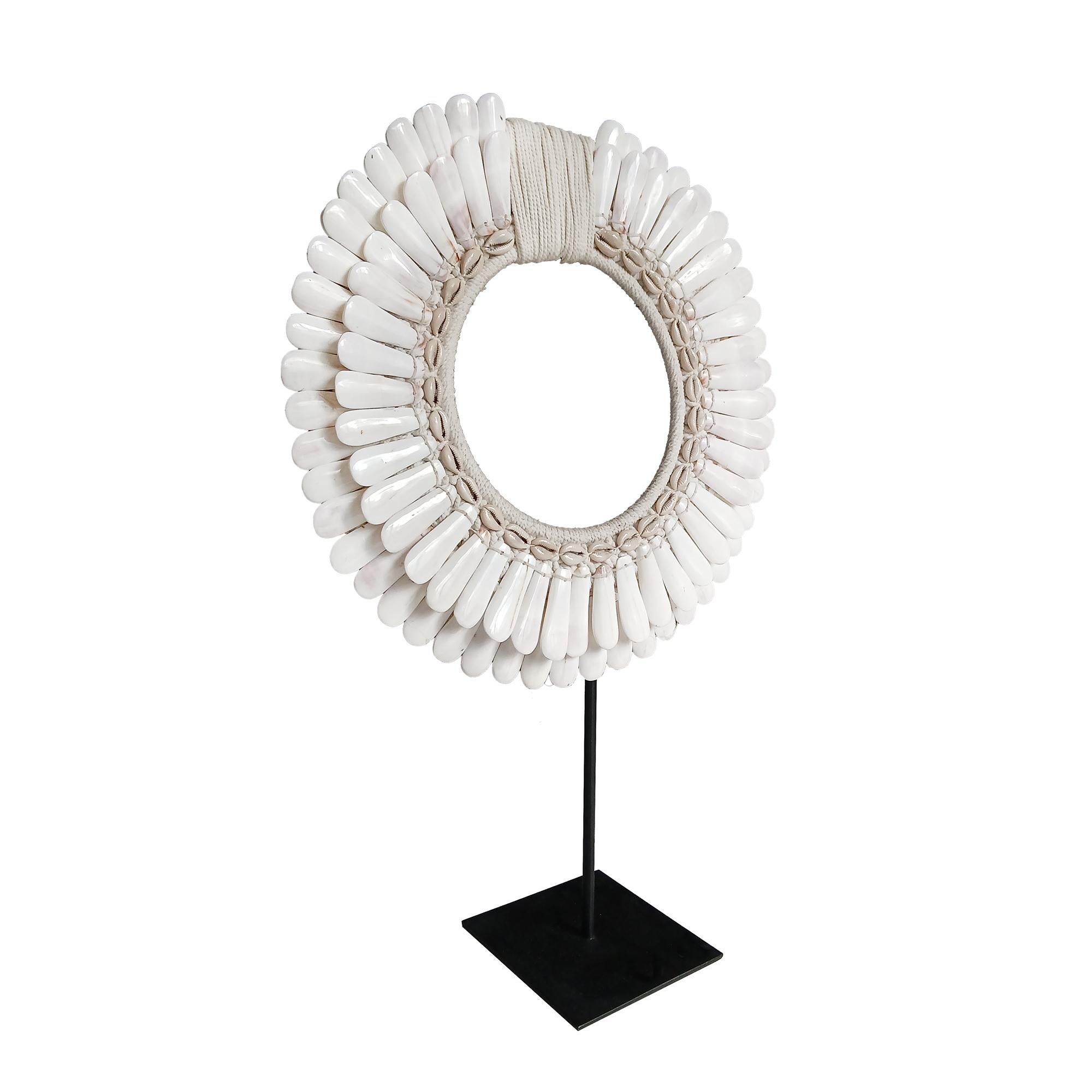 Tribal Polished Shell Necklace on Stand, Papua New Guinea For Sale
