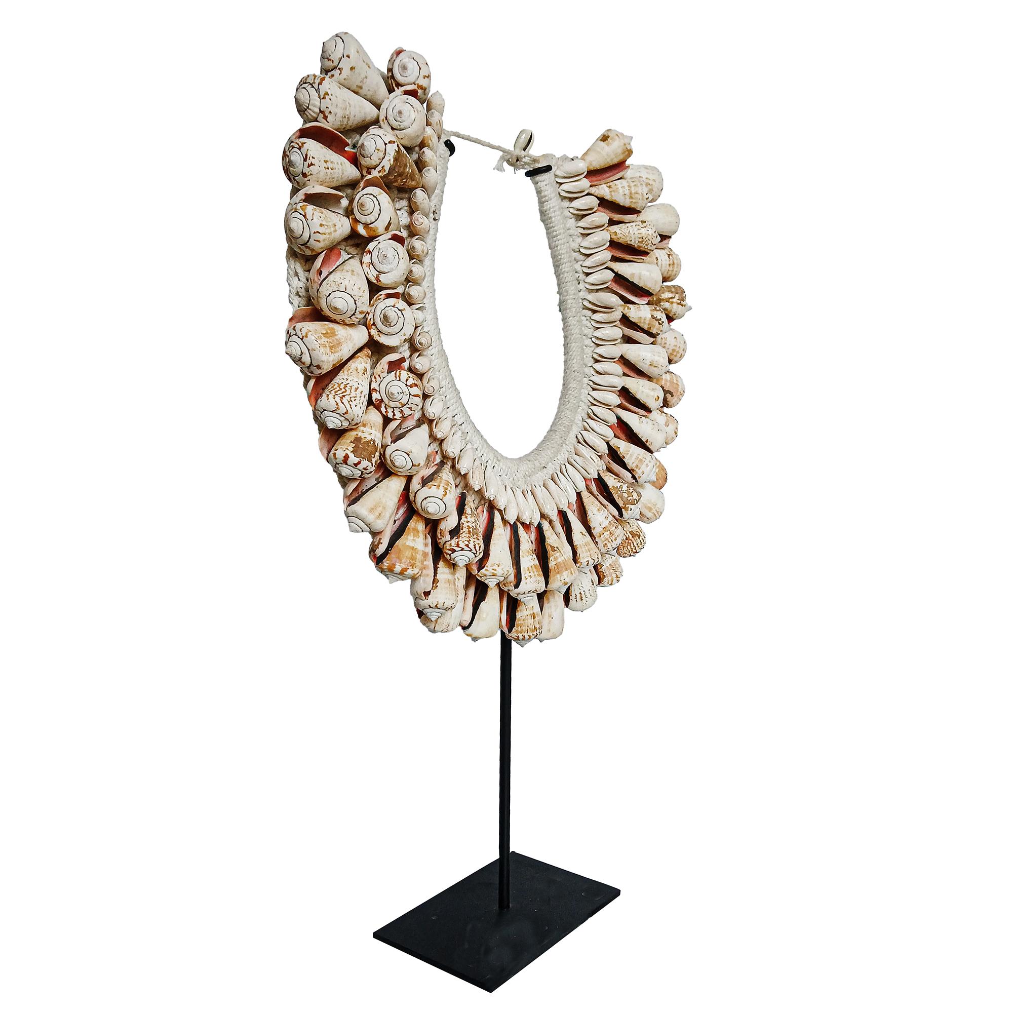 Indonesian Cone Shell Necklace on Stand, Papua New Guinea For Sale