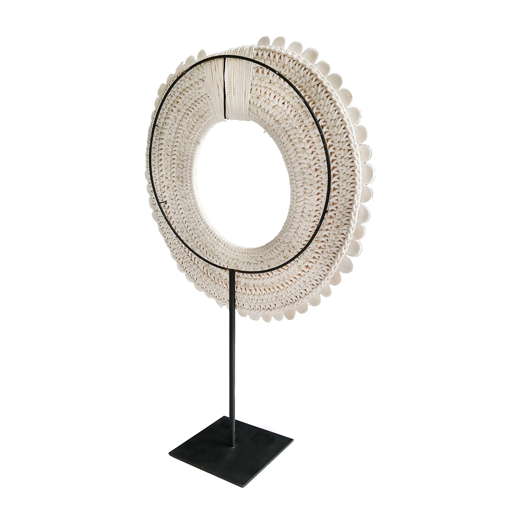 Hand-Crafted Polished Shell Necklace on Stand, Papua New Guinea For Sale