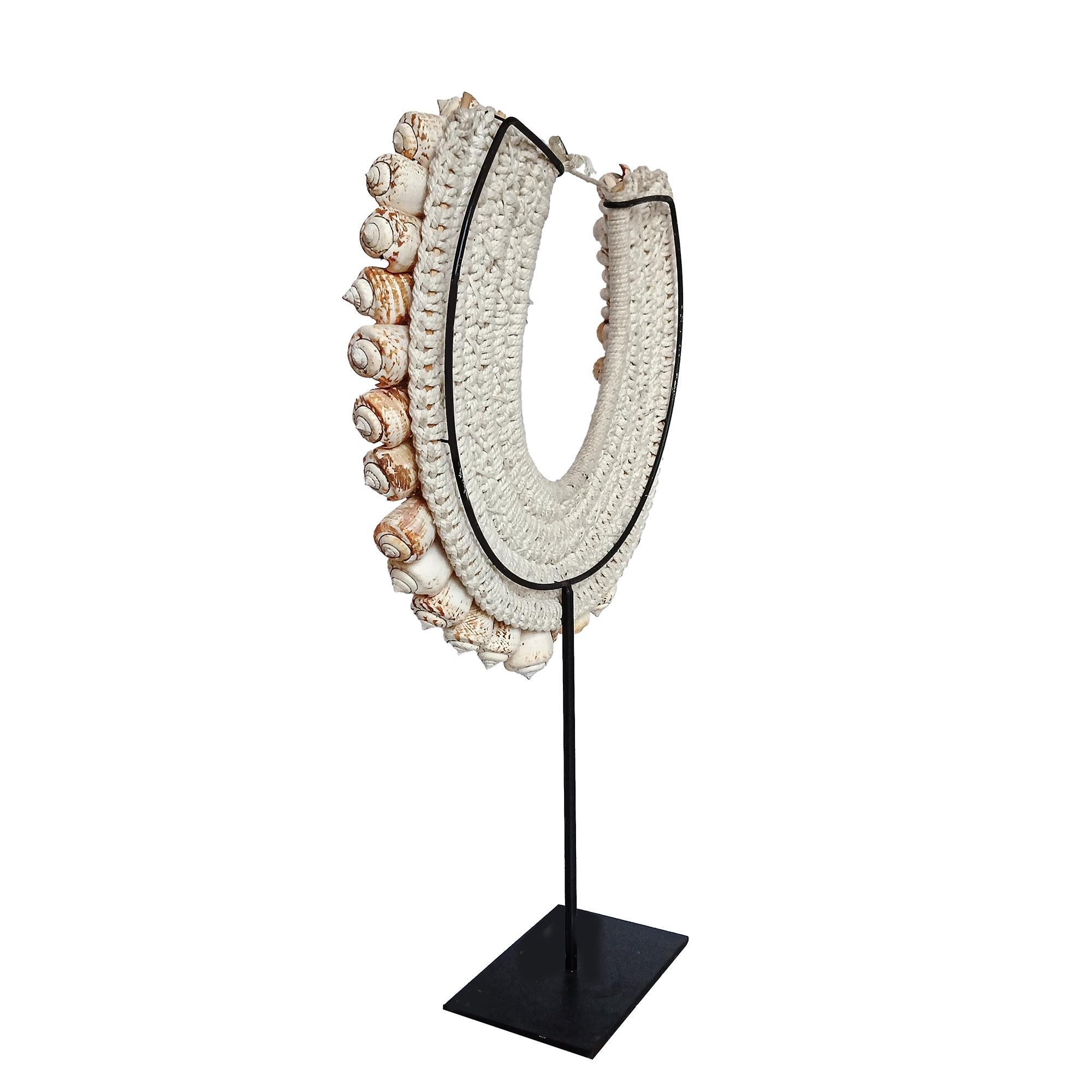 Contemporary Cone Shell Necklace on Stand, Papua New Guinea For Sale
