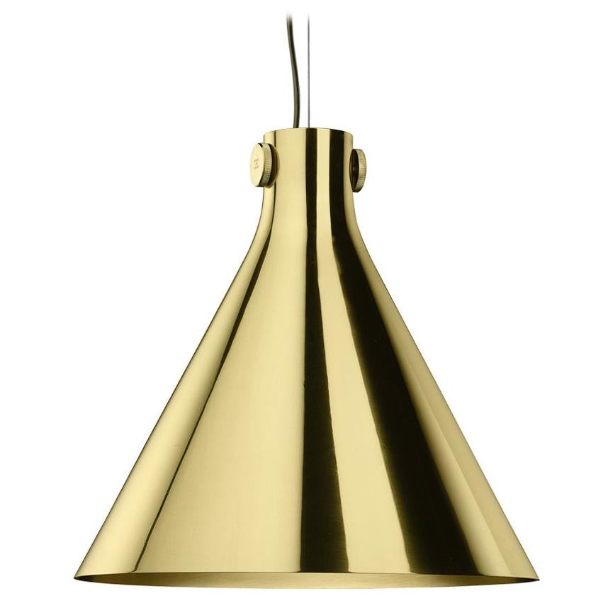 Cone Suspension Lamp in Polished Brass By Richard Hutten