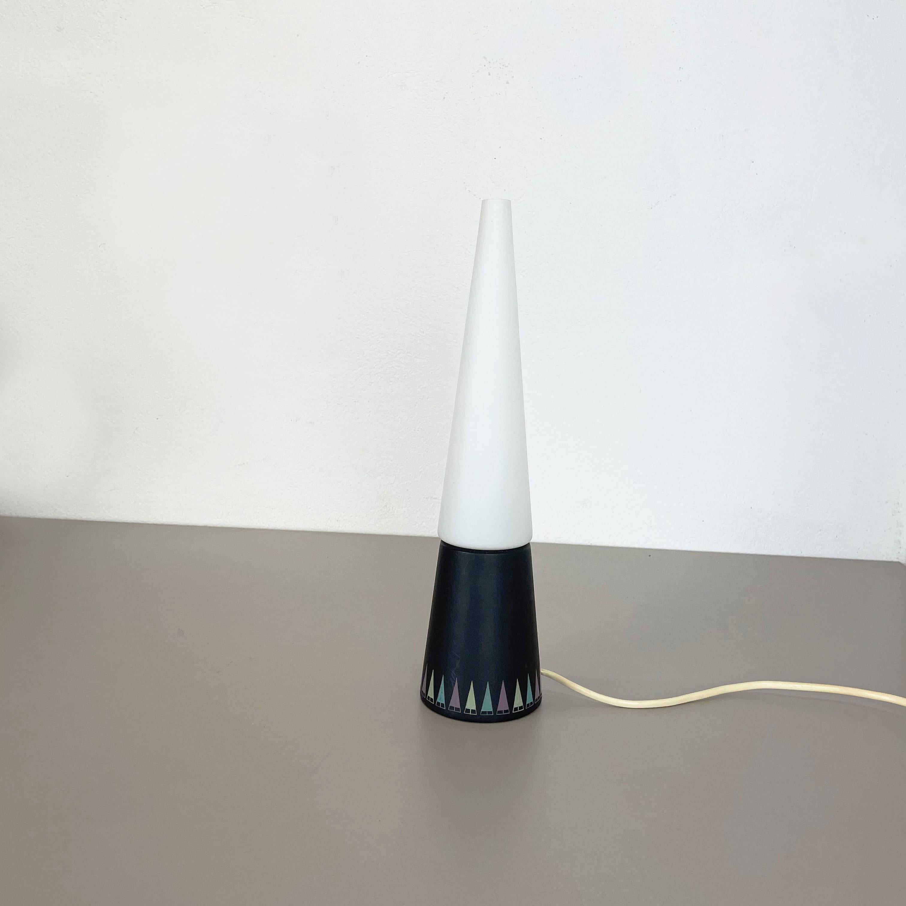 Scandinavian Modern Cone Table Light in Glass and Wood by Hans-Agne Jakobsson Ab, Sweden 1960s For Sale