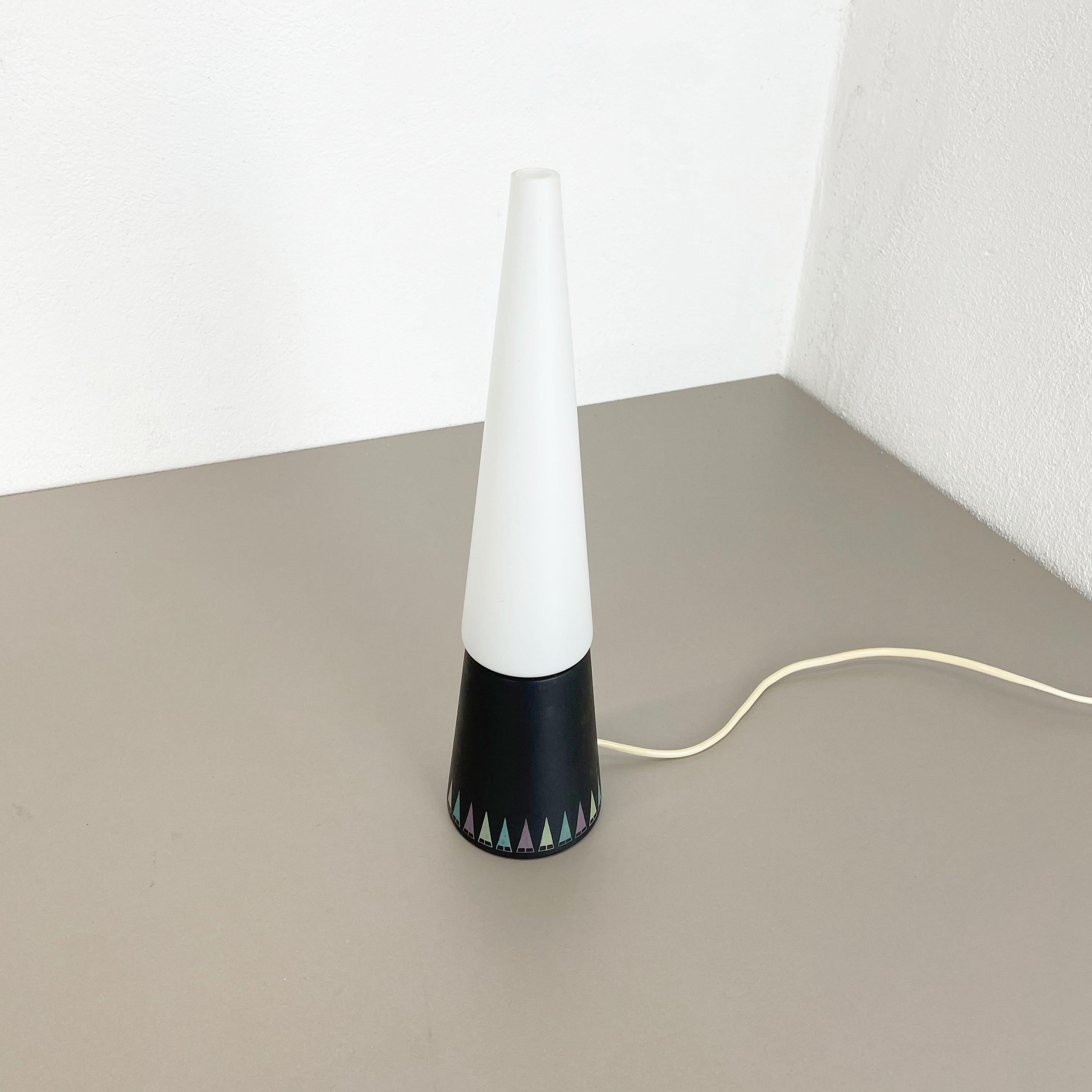 Swedish Cone Table Light in Glass and Wood by Hans-Agne Jakobsson Ab, Sweden 1960s For Sale