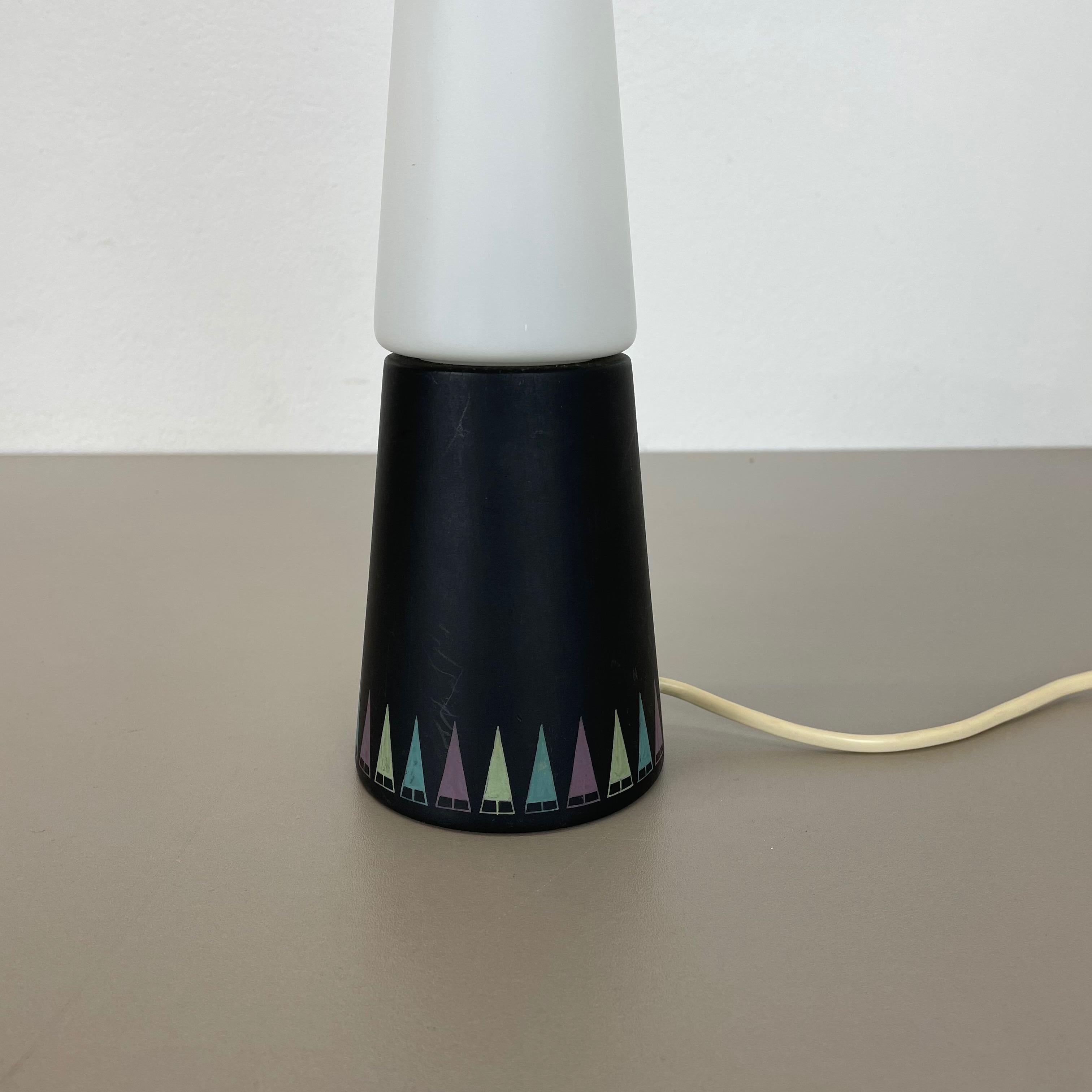 Cone Table Light in Glass and Wood by Hans-Agne Jakobsson Ab, Sweden 1960s In Good Condition For Sale In Kirchlengern, DE