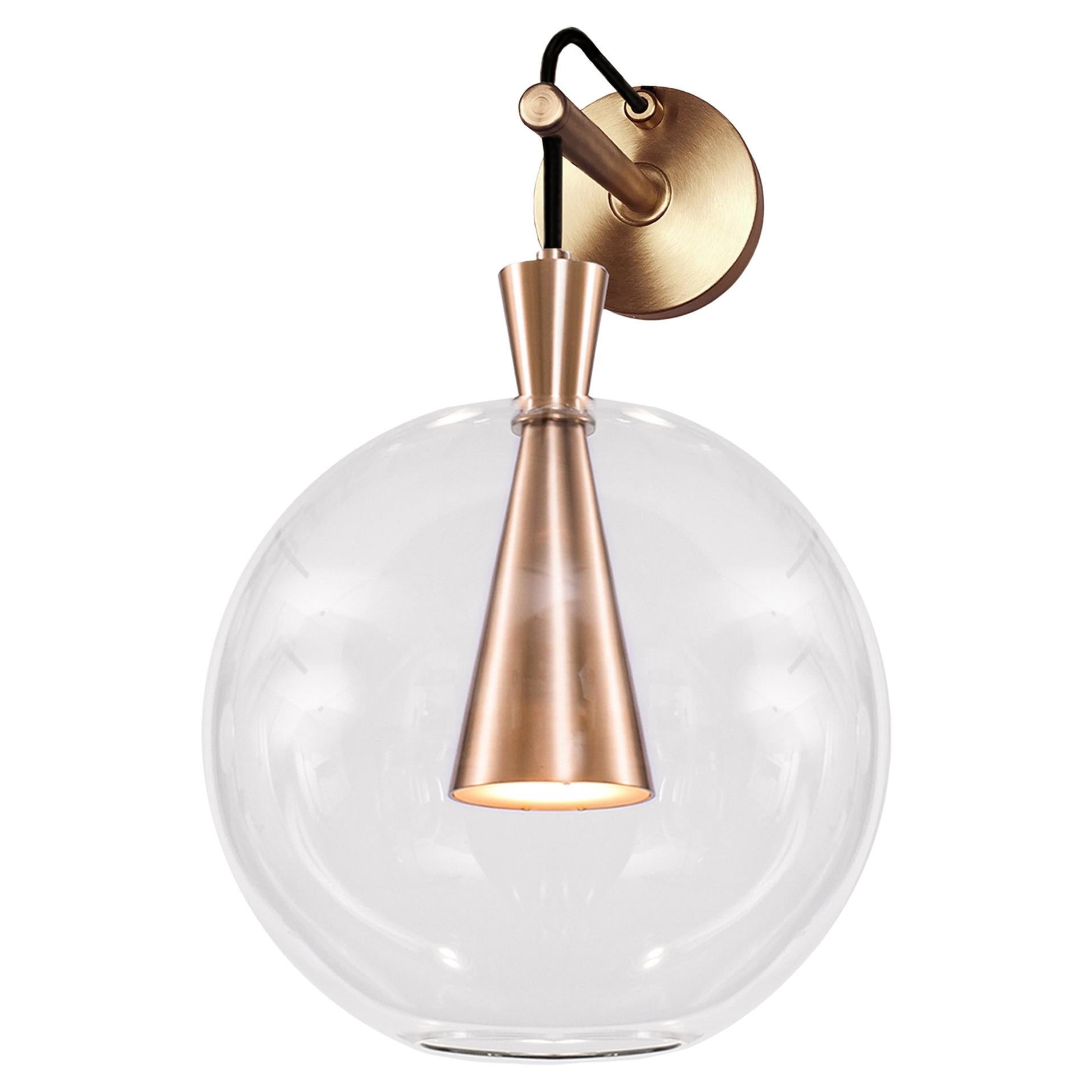 Cone Wall Lamp & Shade, Medium by Marc Wood, Handmade Brass Lamp w/GU10 Bulb