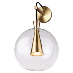 Cone Wall Lamp & Shade, Medium by Marc Wood, Handmade Brass Lamp w/GU10 Bulb