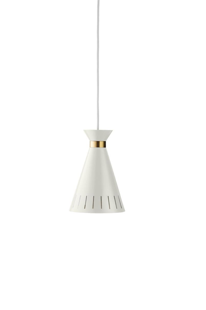 Cone Warm White Pendant by Warm Nordic
Dimensions: D16x W16 x H23 cm
Material: Lacquered steel, Solid brass
Weight: 1 kg
Also available in different colours. Please contact us.

A classic pendant with charm, finesse and an elegant, solid brass