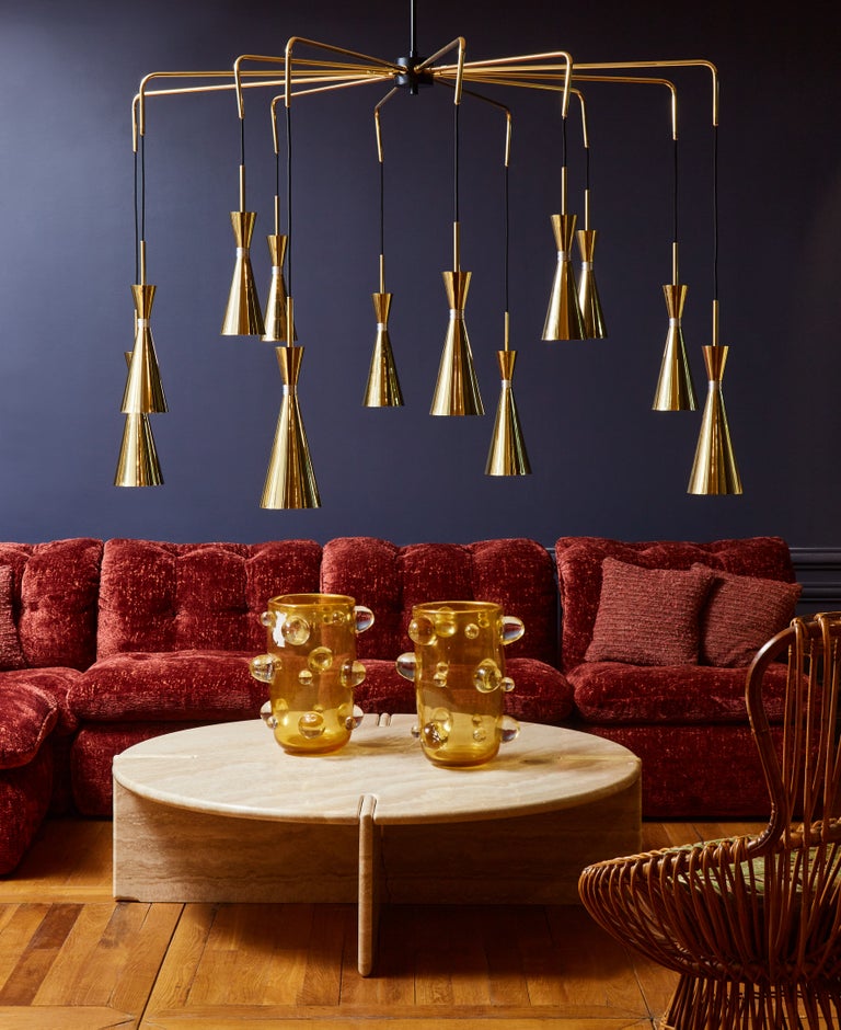 "Cones" chandelier in brass by Studio Glustin For Sale at 1stDibs