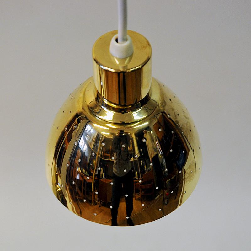 Coneshaped Brass Lamp Pendant Pair Florina T618, Hans-Agne Jacobsson, 1960s In Good Condition In Stockholm, SE