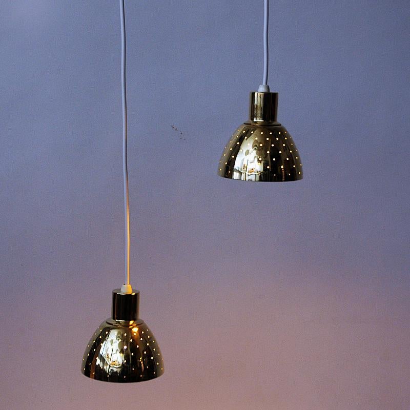 Coneshaped Brass Lamp Pendant Pair Florina T618, Hans-Agne Jacobsson, 1960s 2