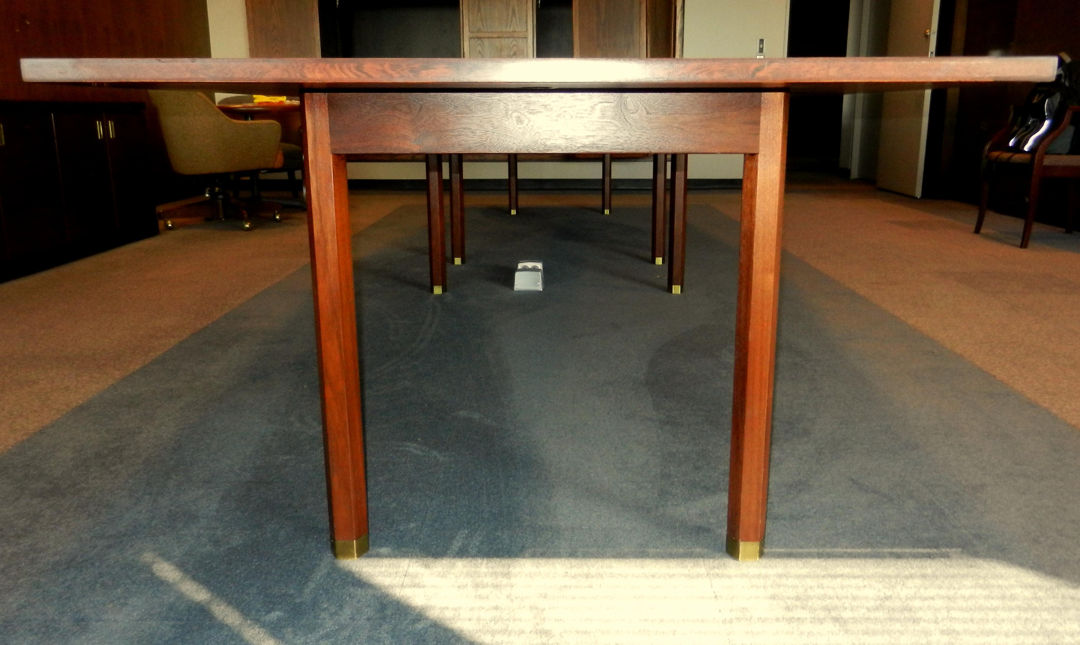 Mid-Century Modern Conference, Dining Table by Dunbar, Walnut with Rosewood Trim, 1970s For Sale
