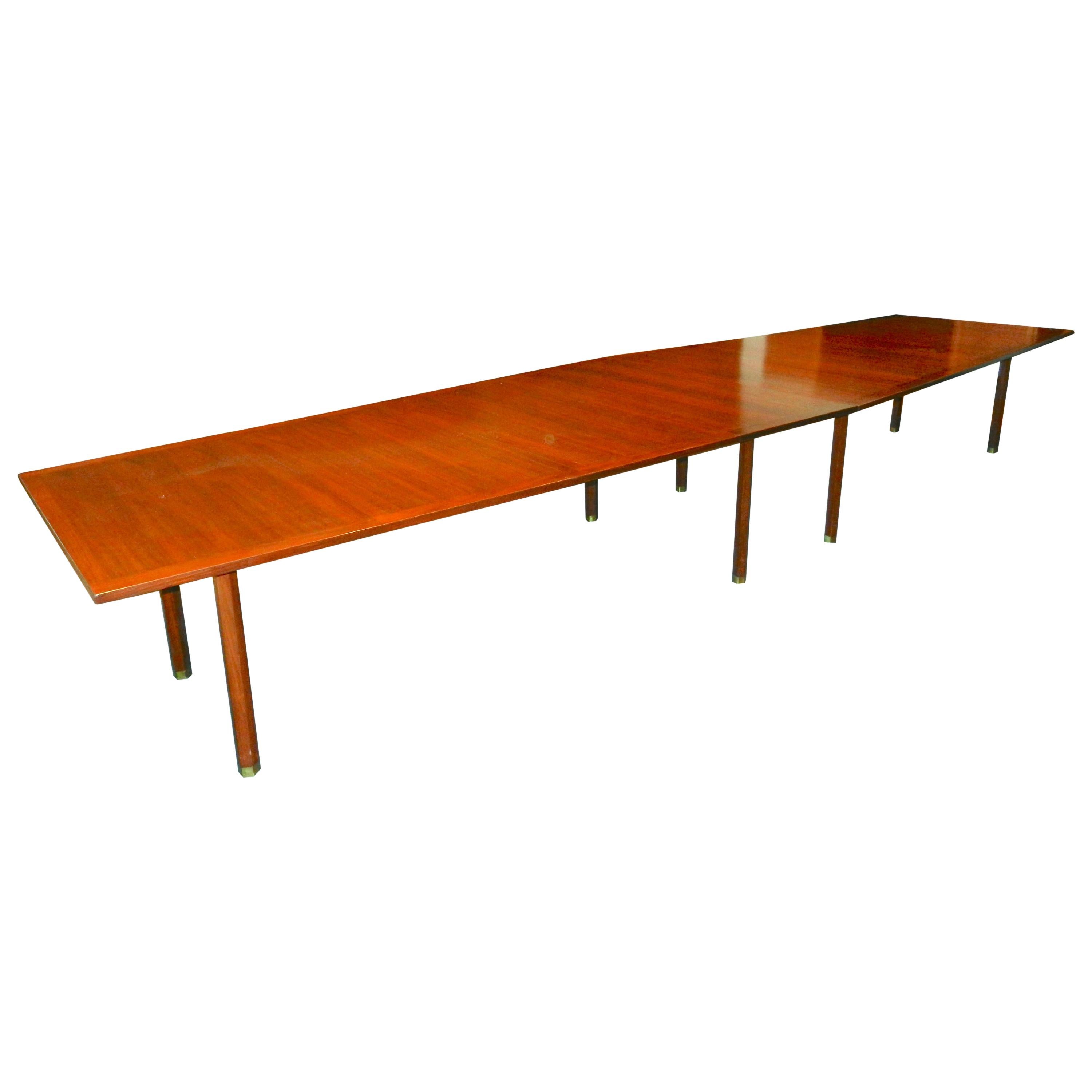 Conference, Dining Table by Dunbar, Walnut with Rosewood Trim, 1970s For Sale