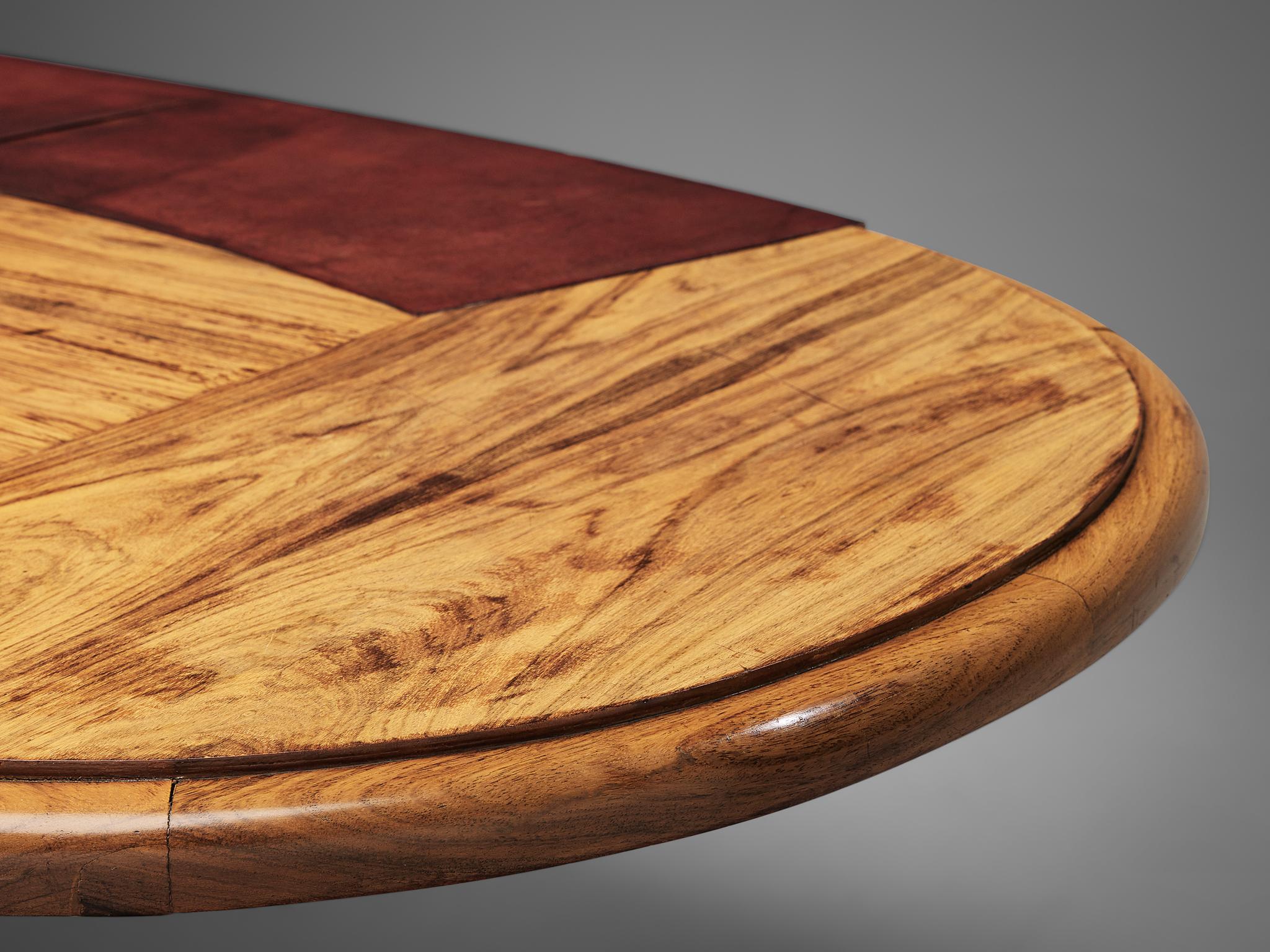 Conference Table in Walnut, Carrara Marble and Red Leather  For Sale 3