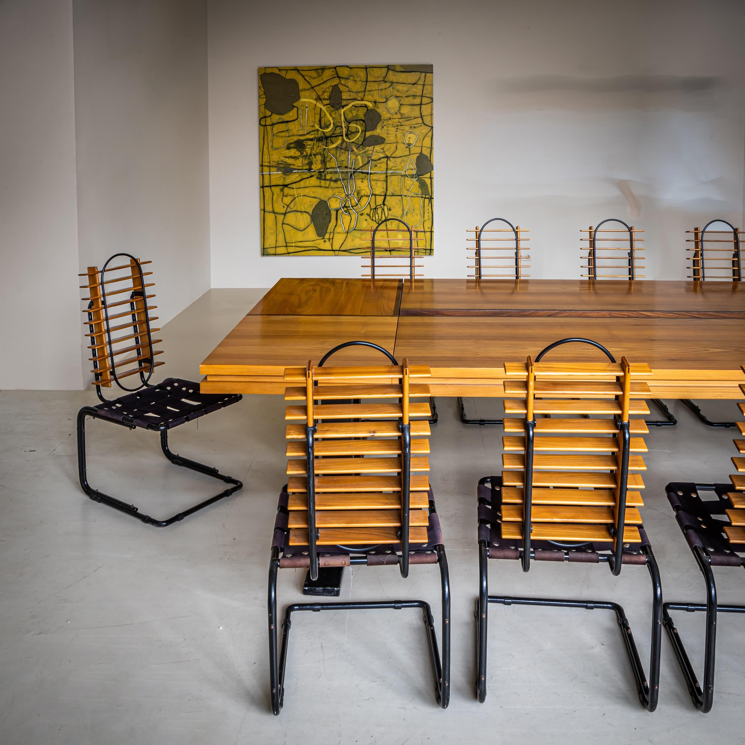 Conference Table with Ten Chairs, Rome, 1960s For Sale 13