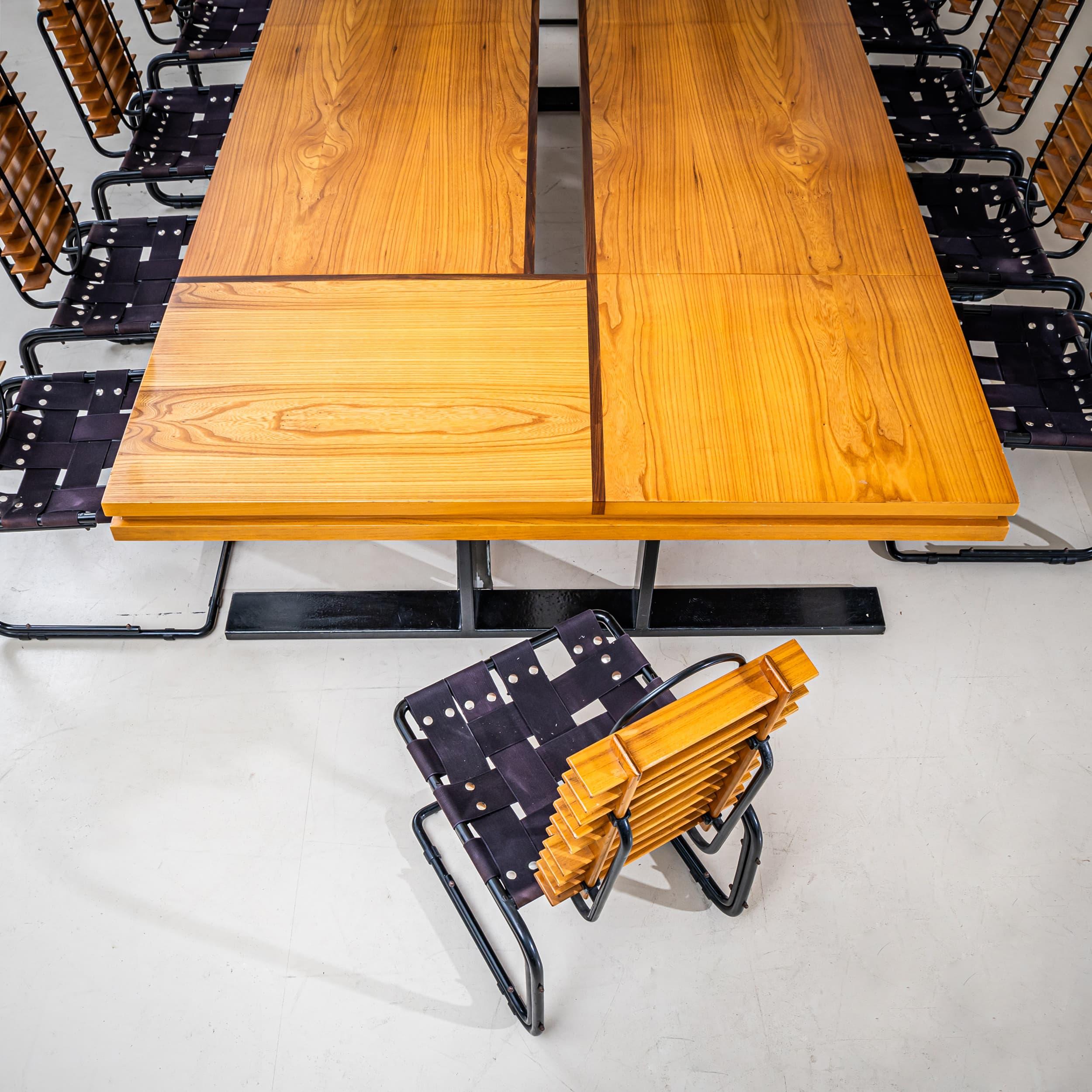 Italian Conference Table with Ten Chairs, Rome, 1960s For Sale