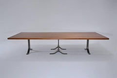 Conference Table, Reclaimed Hardwood, Sand Cast Aluminium Base by P. Tendercool