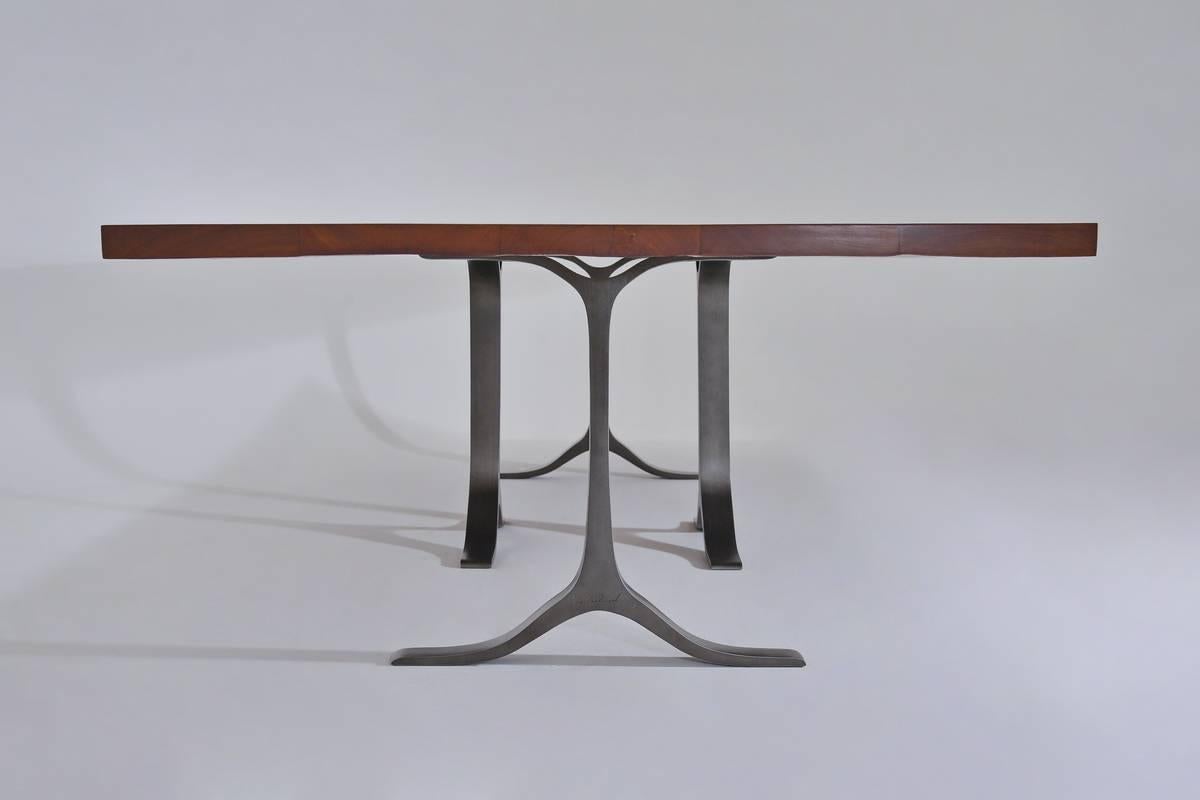 Minimalist Conference Table, Reclaimed Hardwood, Sand Cast Aluminium Base by P. Tendercool For Sale