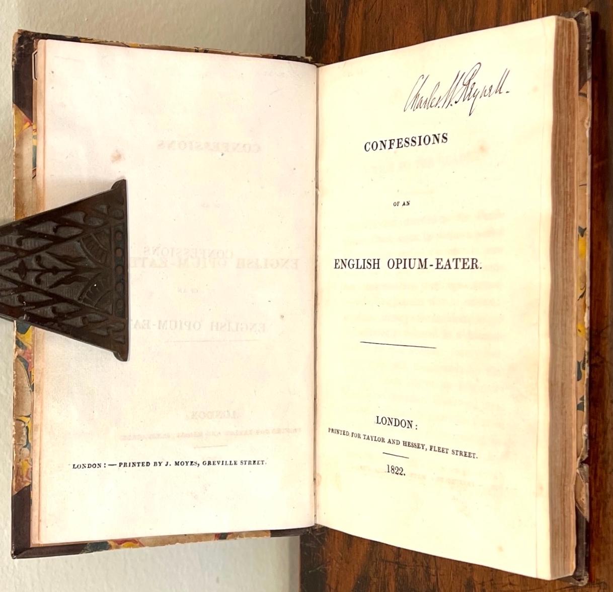 Début du XIXe siècle Confessions d'un mangeur d'opium anglais par Thomas De Quincey en vente