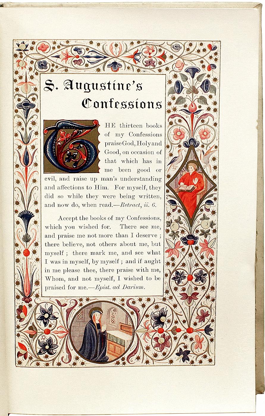 Confessions of Saint Augustine. 1909 - IN A DECORATED VELLUM BINDING ! In Good Condition For Sale In Hillsborough, NJ
