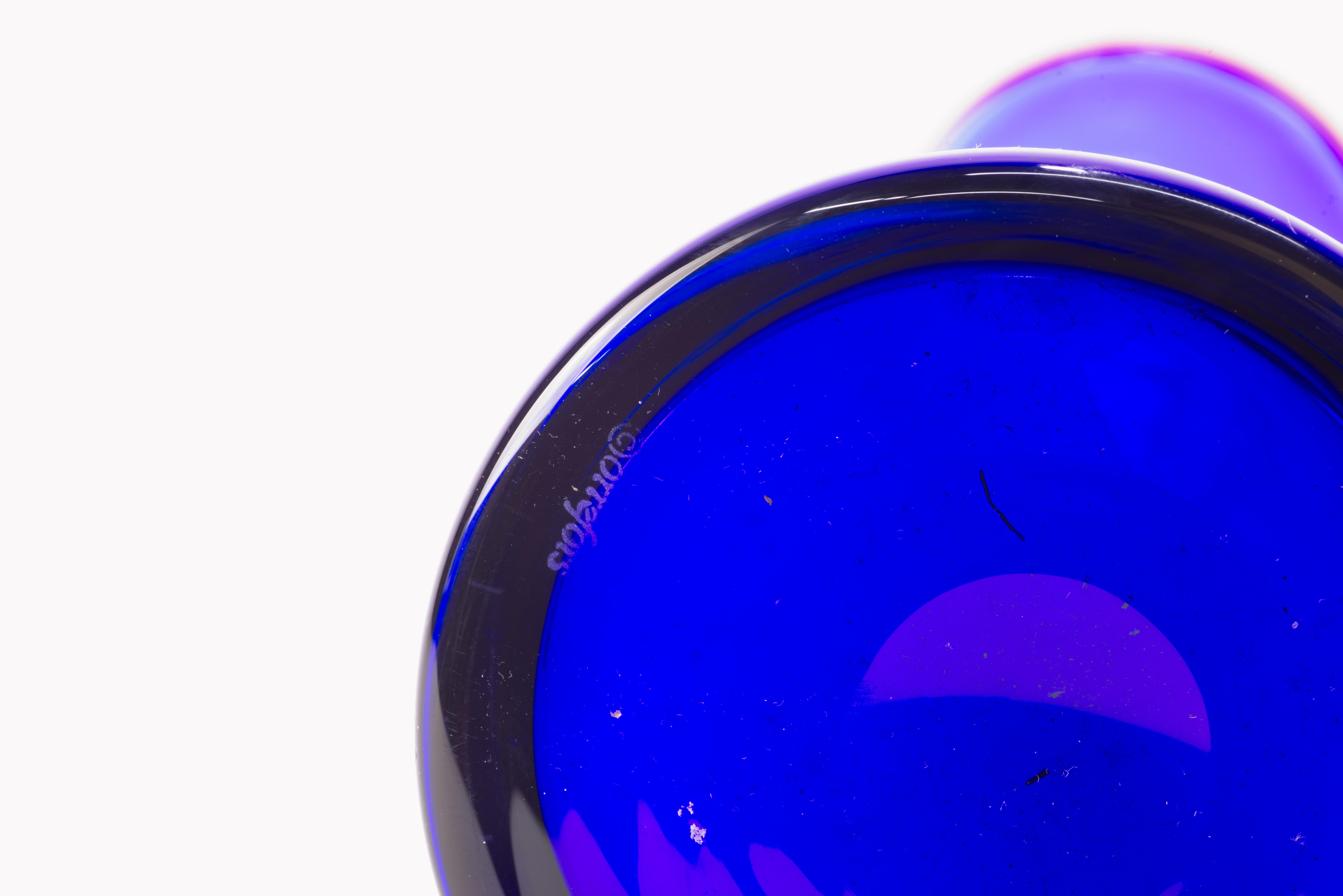 Verre sommerso Vase Confetti bleu cobalt et rouge d'Erika Lagerbielke pour Orrefors Suède en vente
