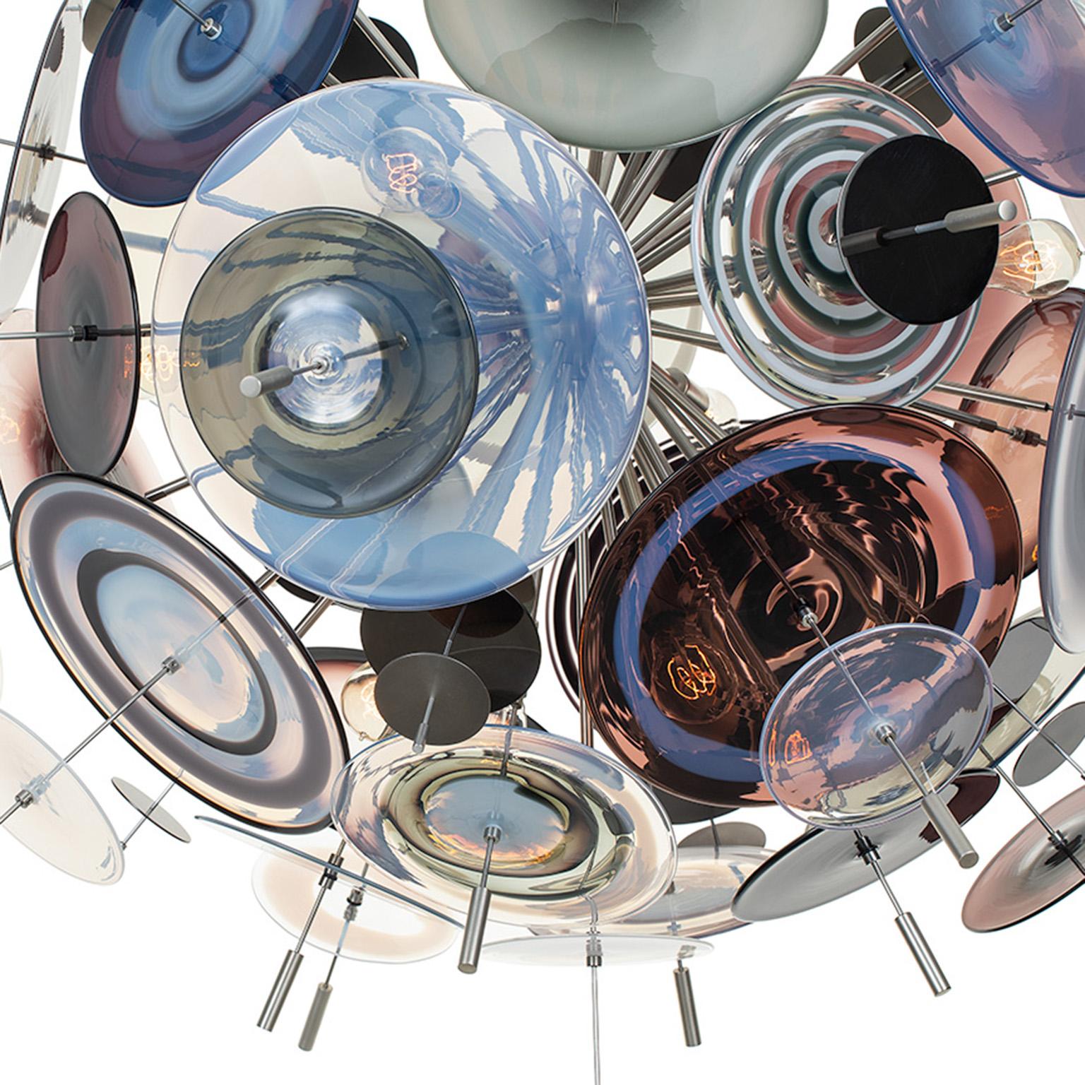 Modern Medium Confetti Chandelier: Topaz, Charcoal, Opaline Glass by Avram Rusu Studio For Sale