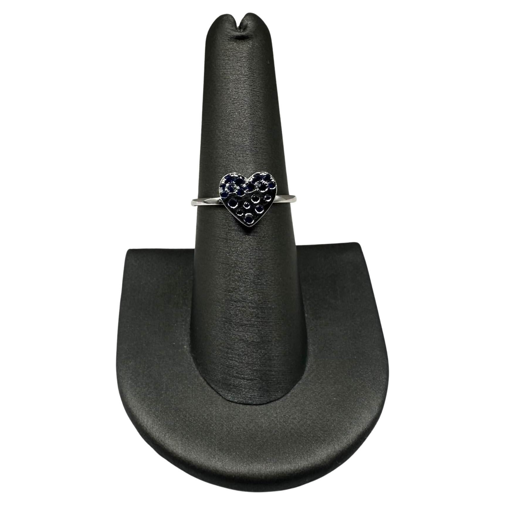 Confetti, bague cœur en or blanc 14 carats - saphirs bleus 0,27 carat, taille 6,5