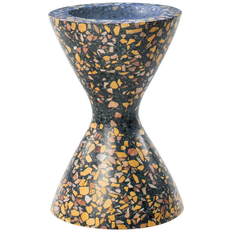 Confetti Indoor/Outdoor Planter Medium in Midnight Terrazzo and Brass Details For Sale