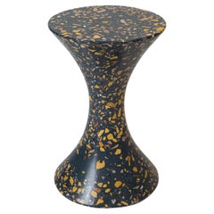 Confetti Indoor Outdoor Side Table Medium in Midnight Terrazzo and Brass Details
