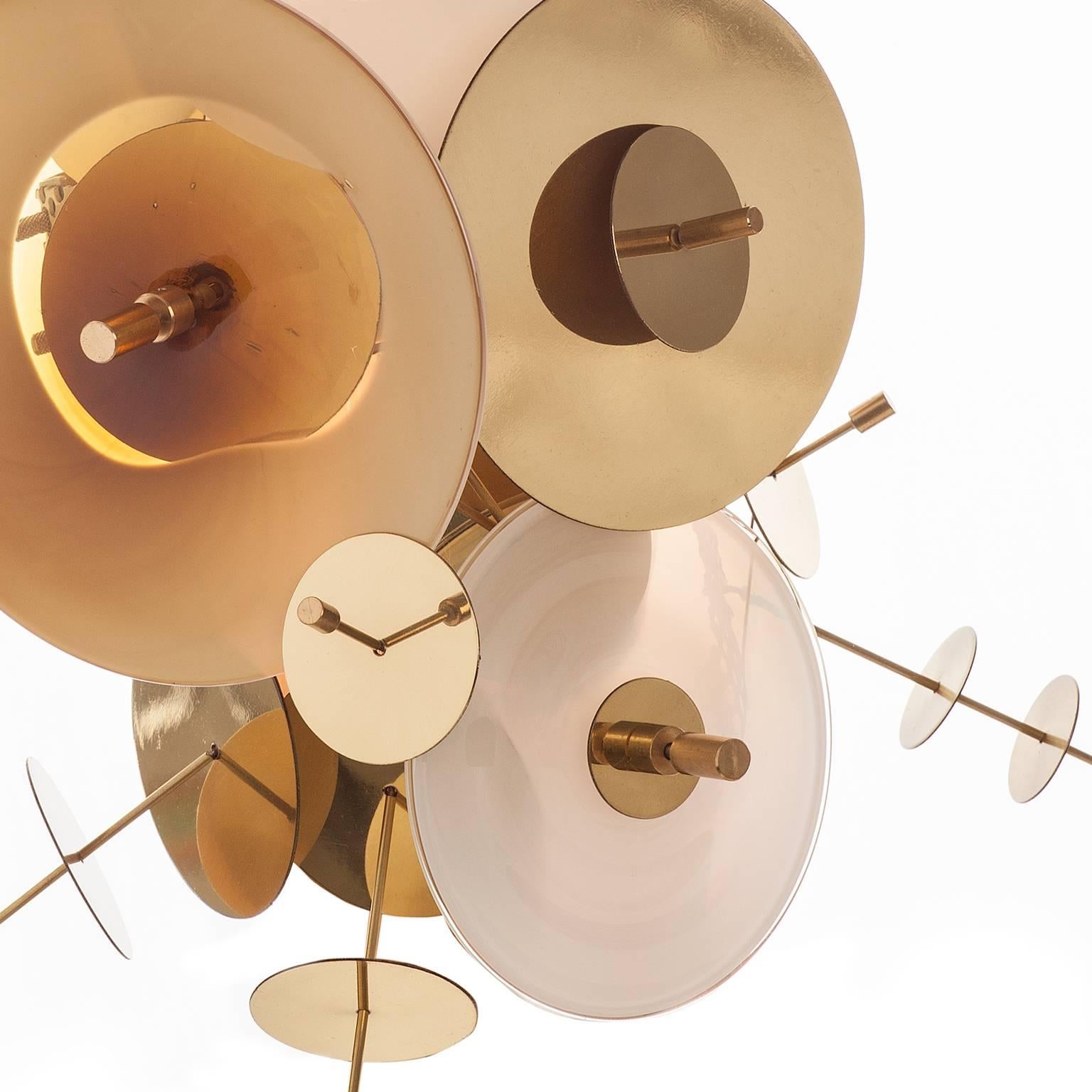 Modern Confetti Sconce: Amber Glass by Avram Rusu Studio For Sale