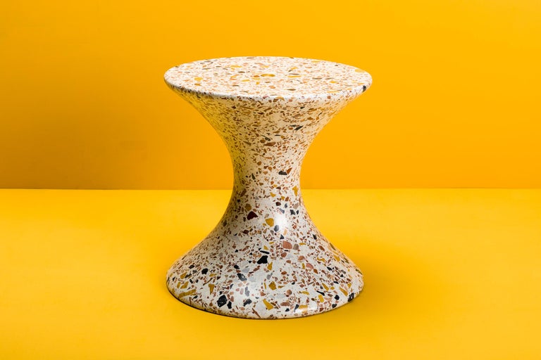 Modern Confetti, Small Contemporary Indoor/Outdoor Terrazzo Side Table by Laun For Sale