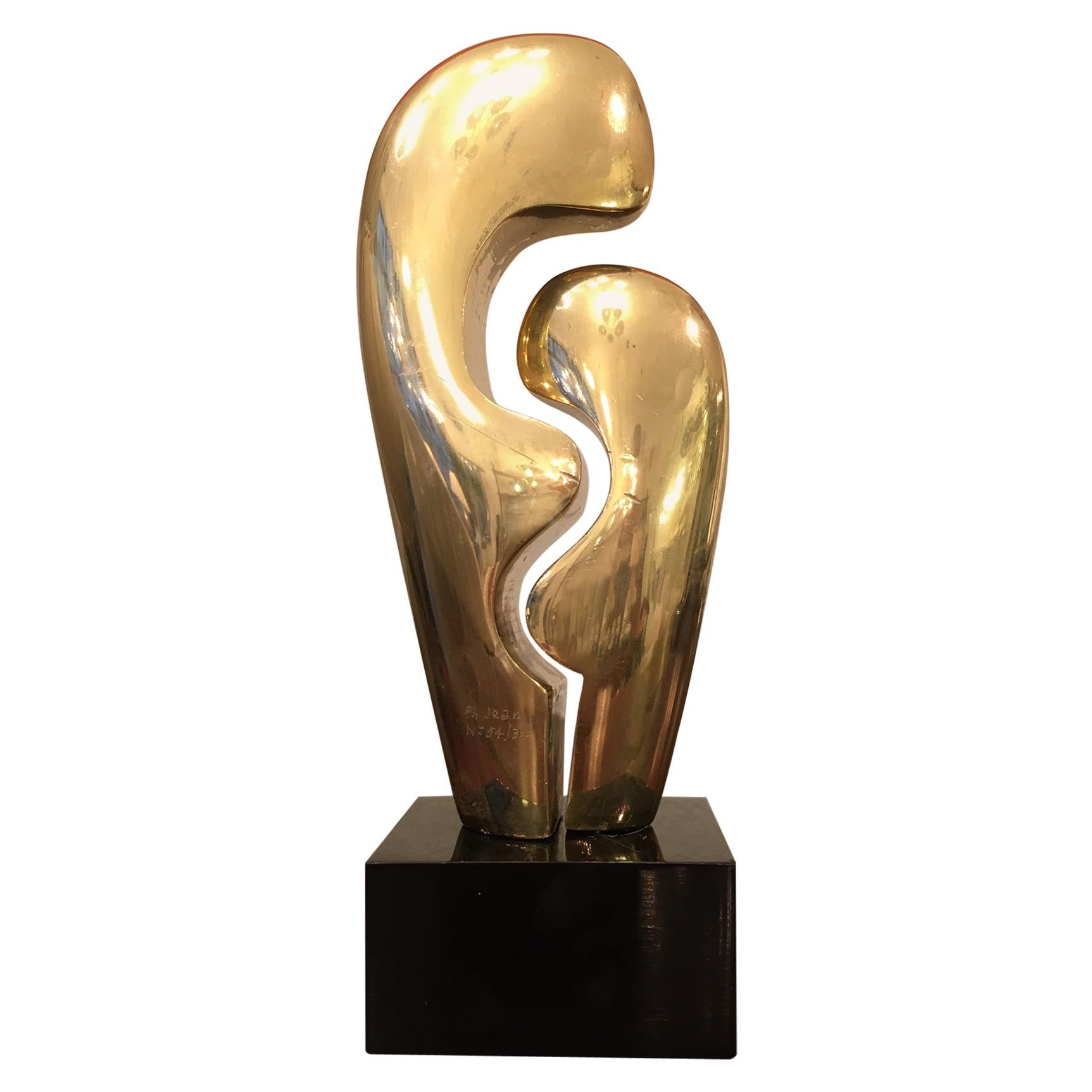 "Confidence" Signed and Numerated Gilded Bronze Sculpture by Philippe Jean 1970s