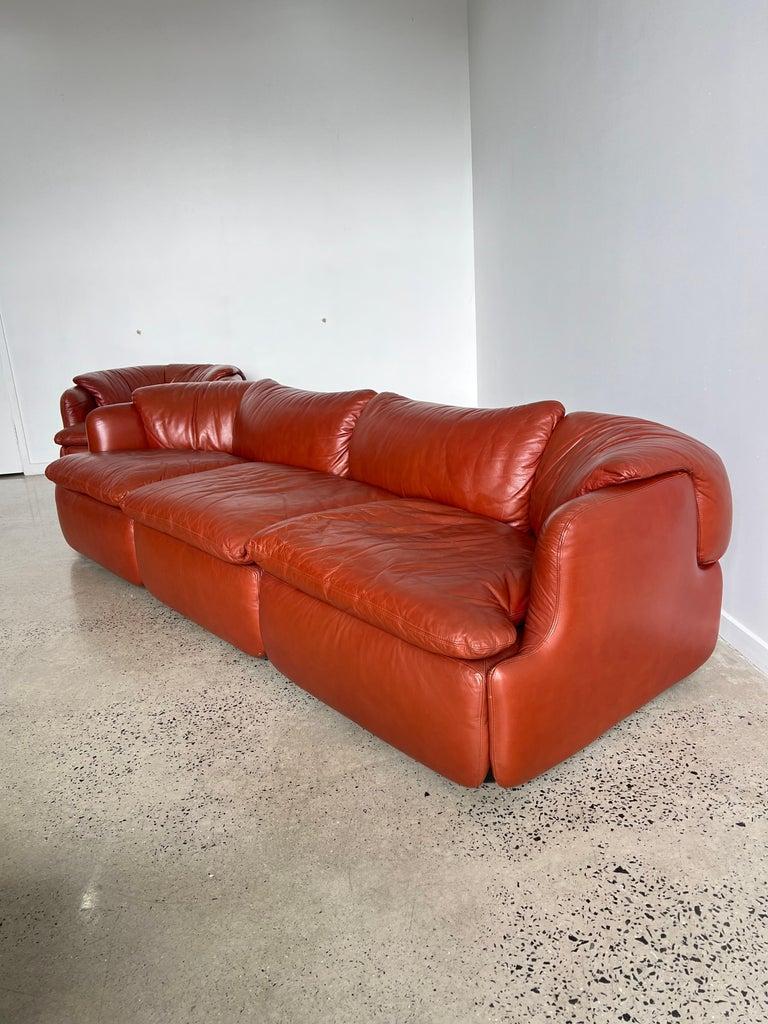 Leather Confidential Alberto Rosselli for Saporiti Set Sofa For Sale