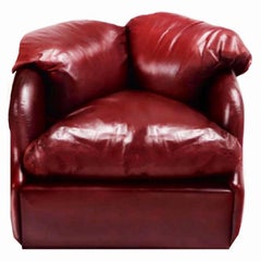 Fauteuil de salon en cuir Cordovan, Alberto Rosselli pour Saporiti, Italie