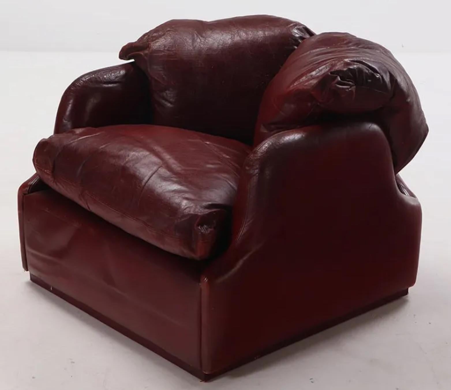 Mid-Century Modern Chaise longue confidentielle en cuir de cordovan, Alberto Rosselli pour Saporiti Italie en vente