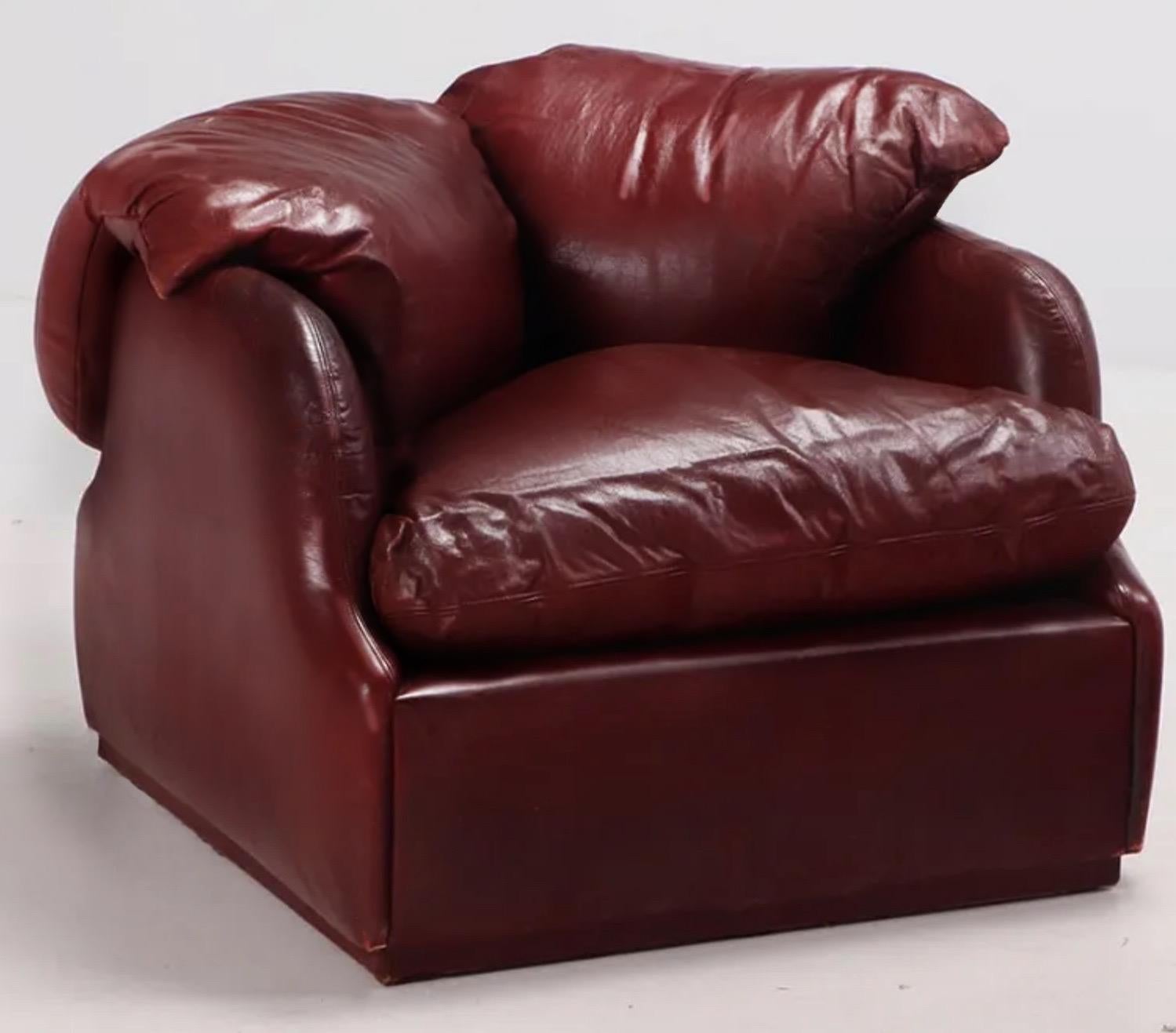 20ième siècle Chaise longue confidentielle en cuir de cordovan, Alberto Rosselli pour Saporiti Italie en vente