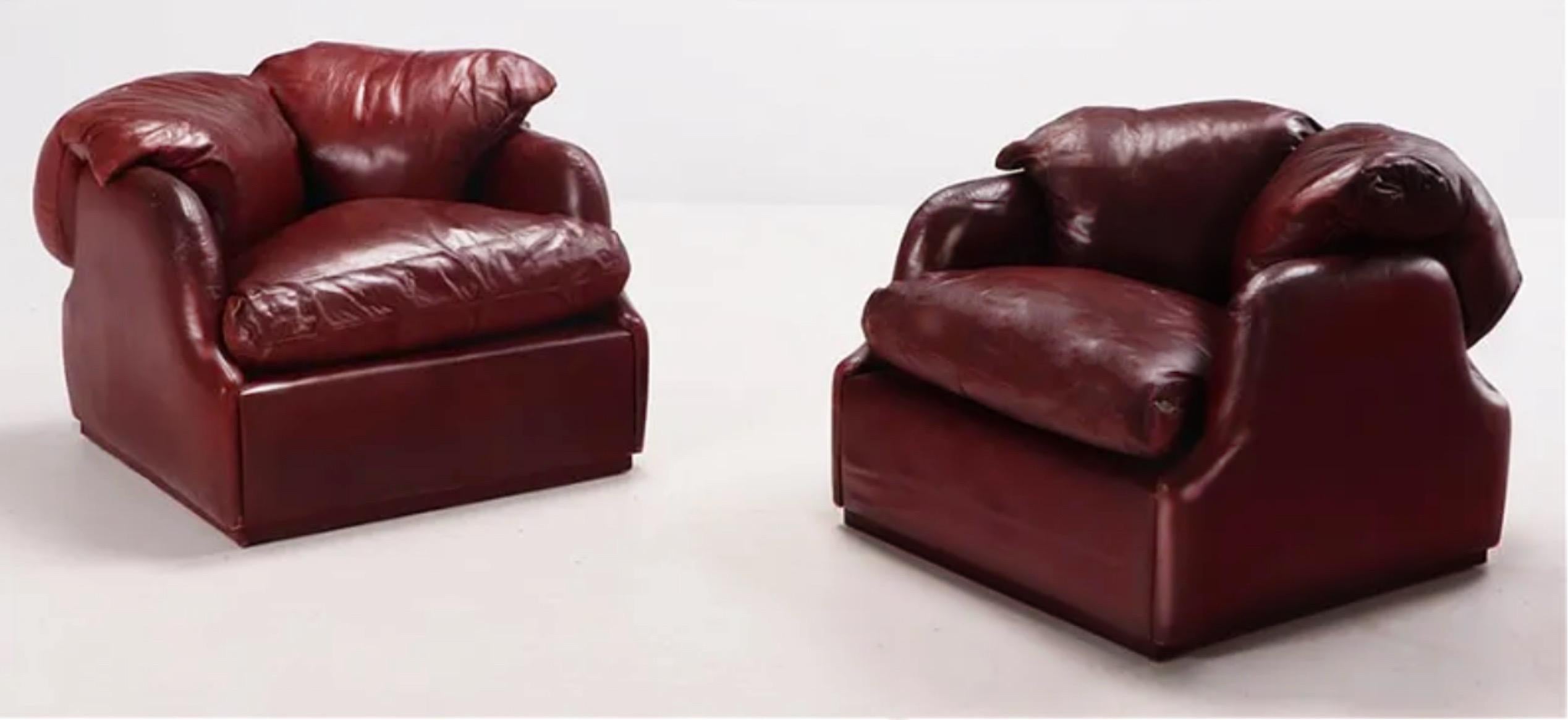 Cuir Chaise longue confidentielle en cuir de cordovan, Alberto Rosselli pour Saporiti Italie en vente
