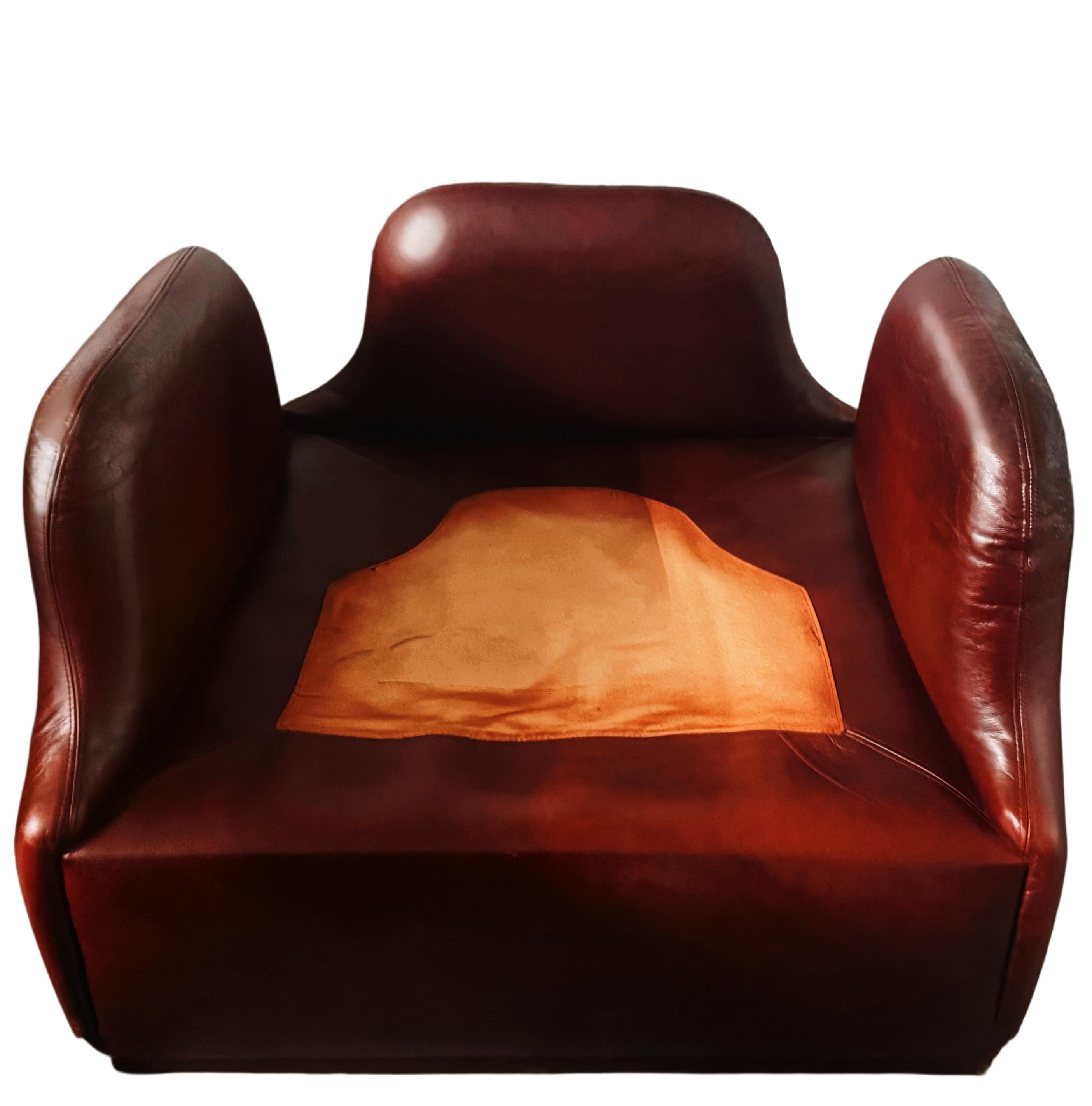 Chaise longue confidentielle en cuir de cordovan, Alberto Rosselli pour Saporiti Italie en vente 2