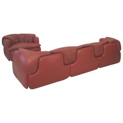 Used "Confidential" Leather Sofa and Lounge Chair by Alberto Rosselli for Saporiti