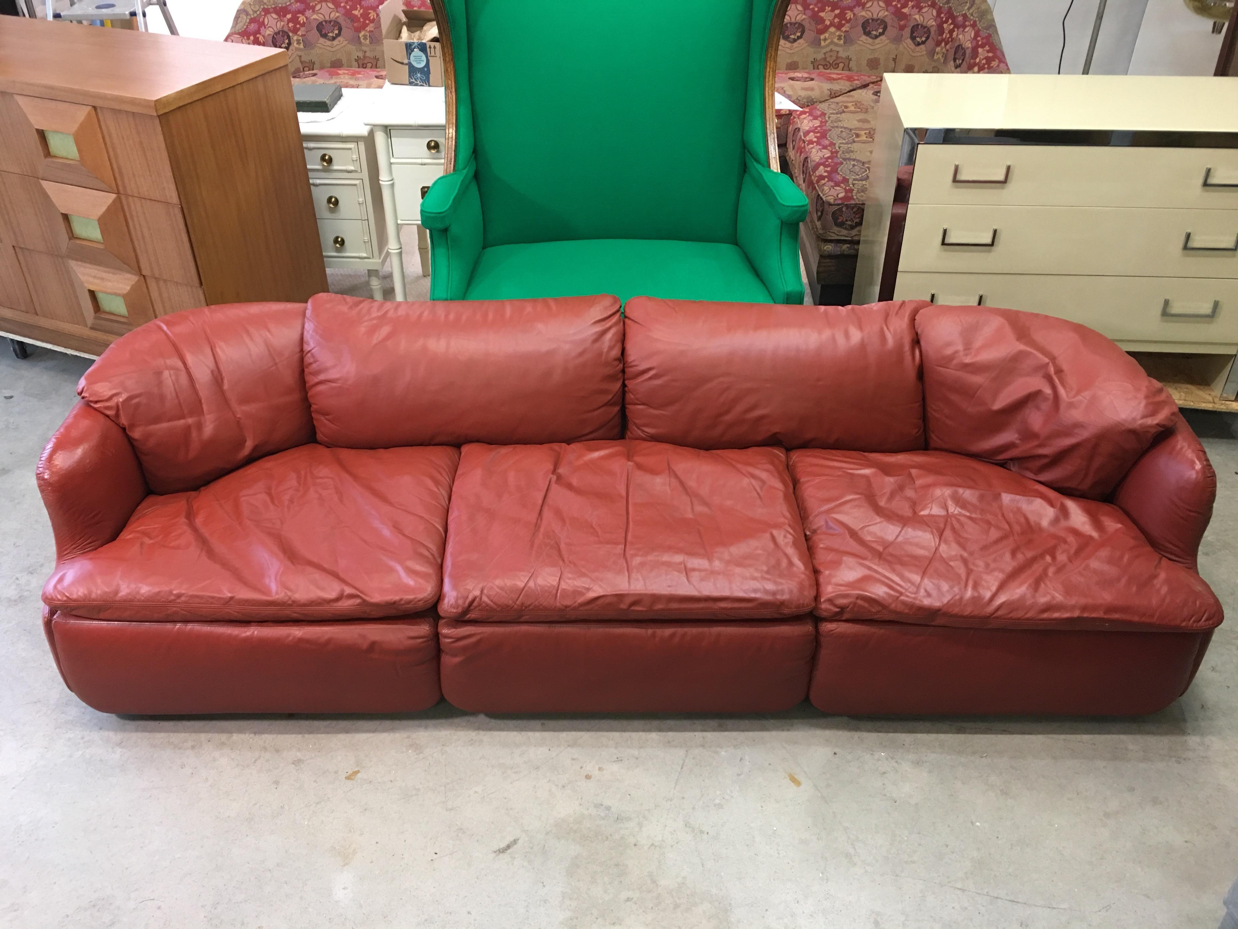 Fauteuil et chaise longue en cuir « Feature » d'Alberto Rosselli pour Saporiti Bon état - En vente à Hanover, MA