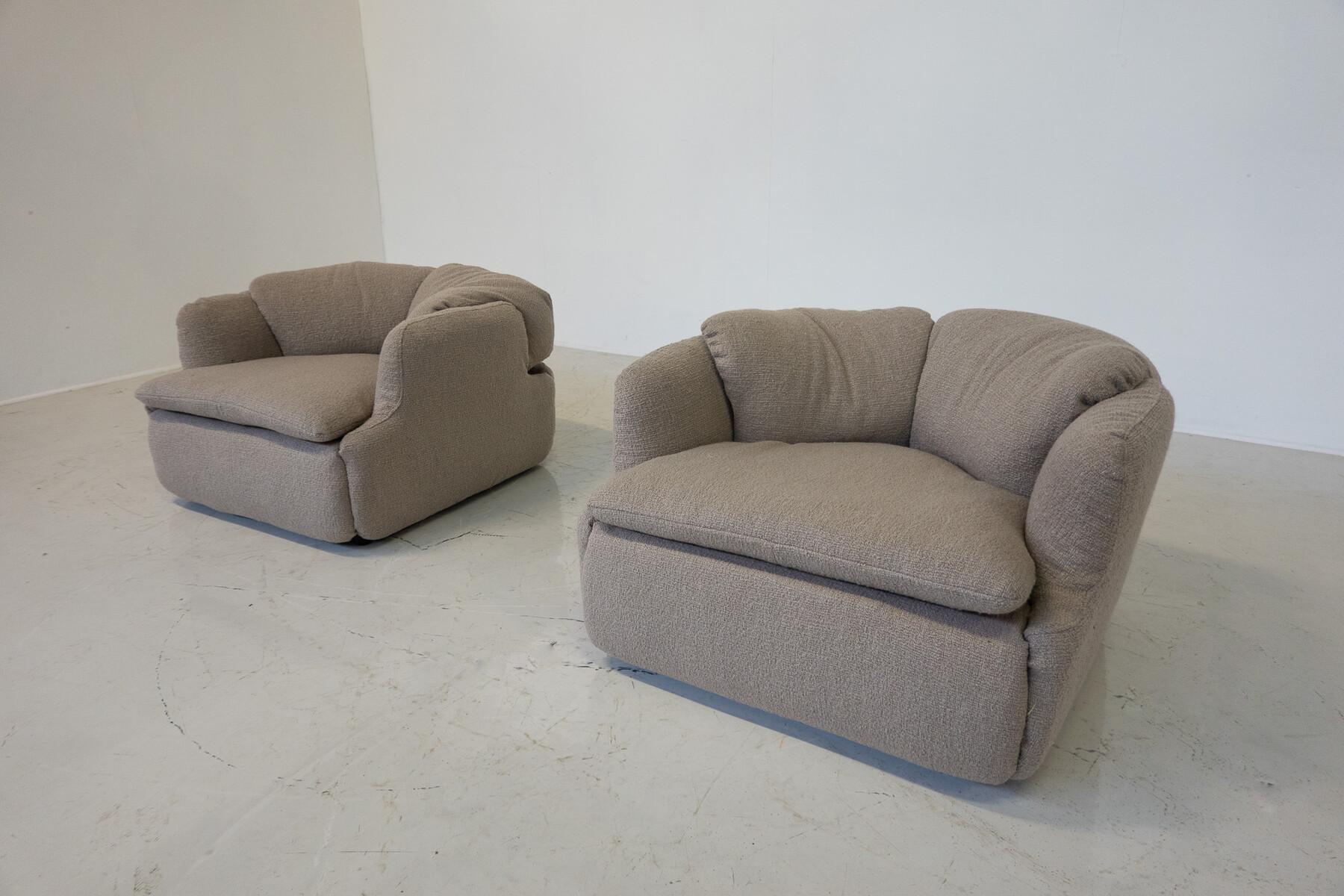 Confidential Seating Set von Alberto Rosselli für Saporiti, Beigefarbenes Boucle-Stoff im Angebot 5