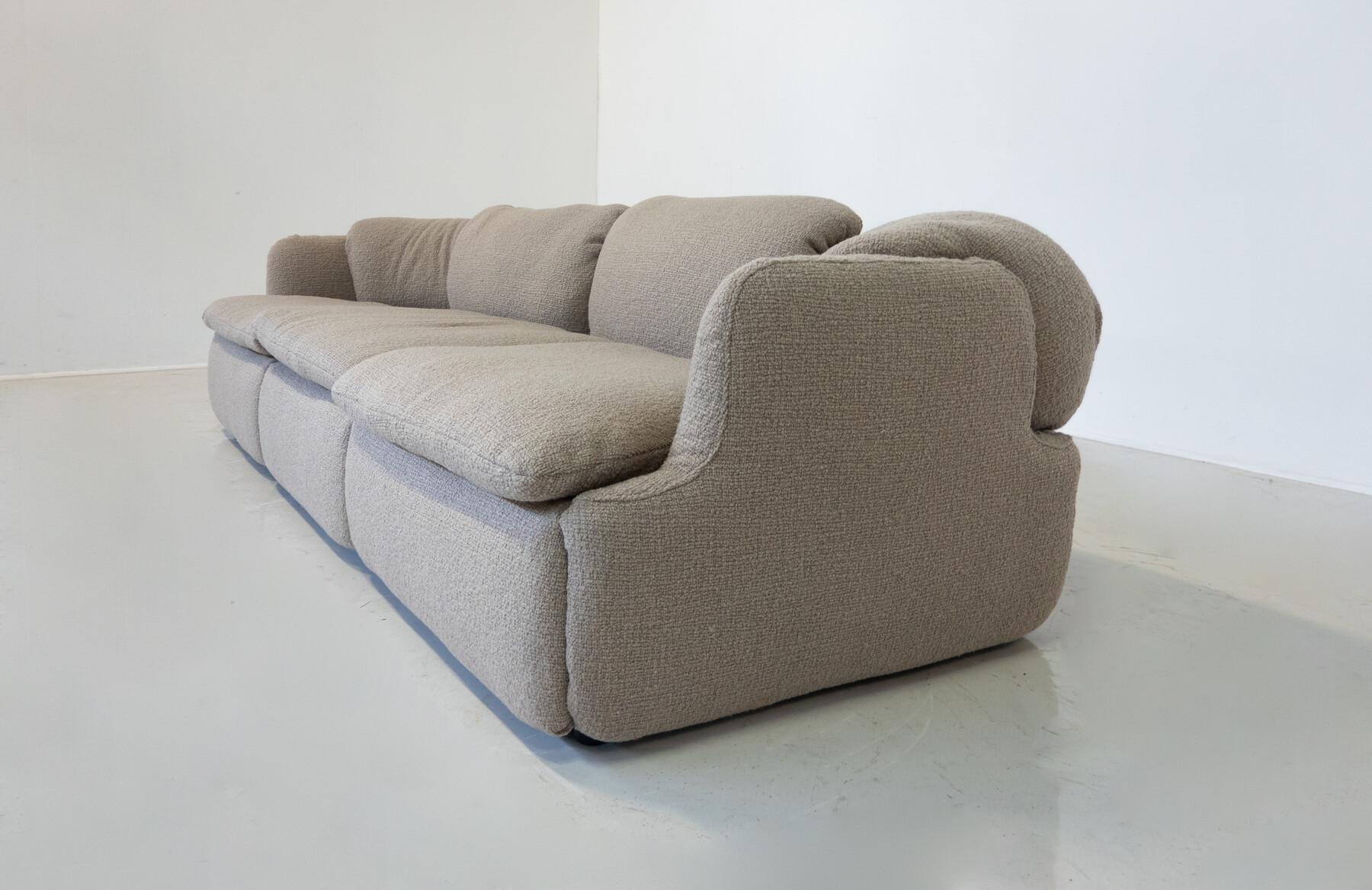 Confidential Seating Set von Alberto Rosselli für Saporiti, Beigefarbenes Boucle-Stoff (Moderne der Mitte des Jahrhunderts) im Angebot