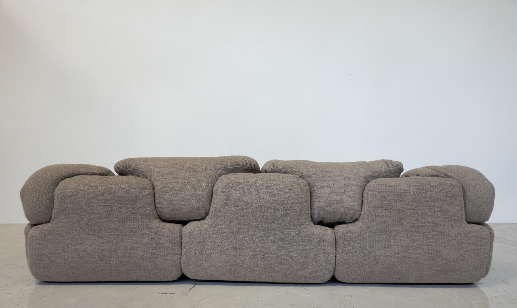 Confidential Seating Set von Alberto Rosselli für Saporiti, Beigefarbenes Boucle-Stoff im Angebot 2