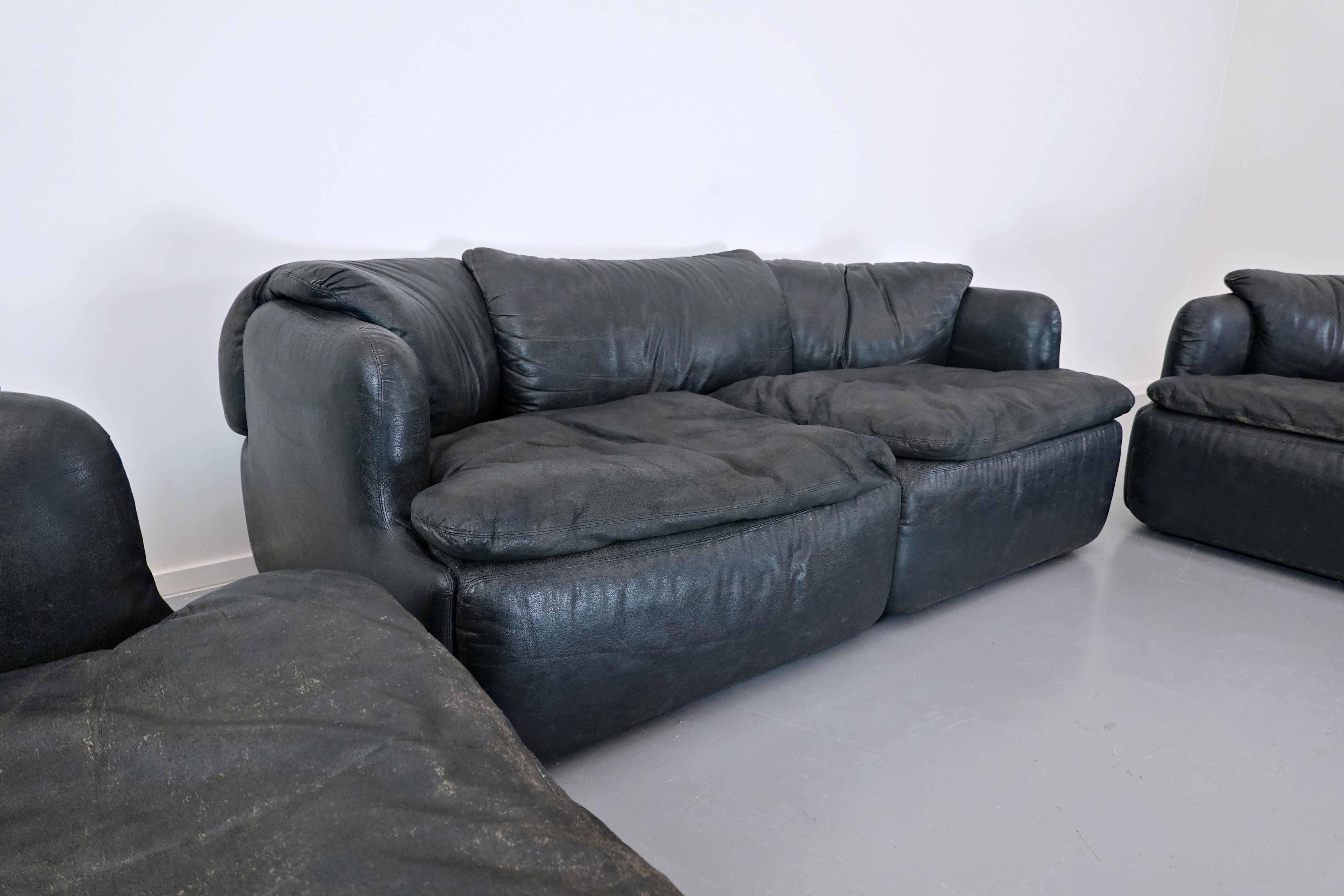 Confidential Sofa, Faux Leather, by Alberto Rosselli for Saporiti, 1971 7