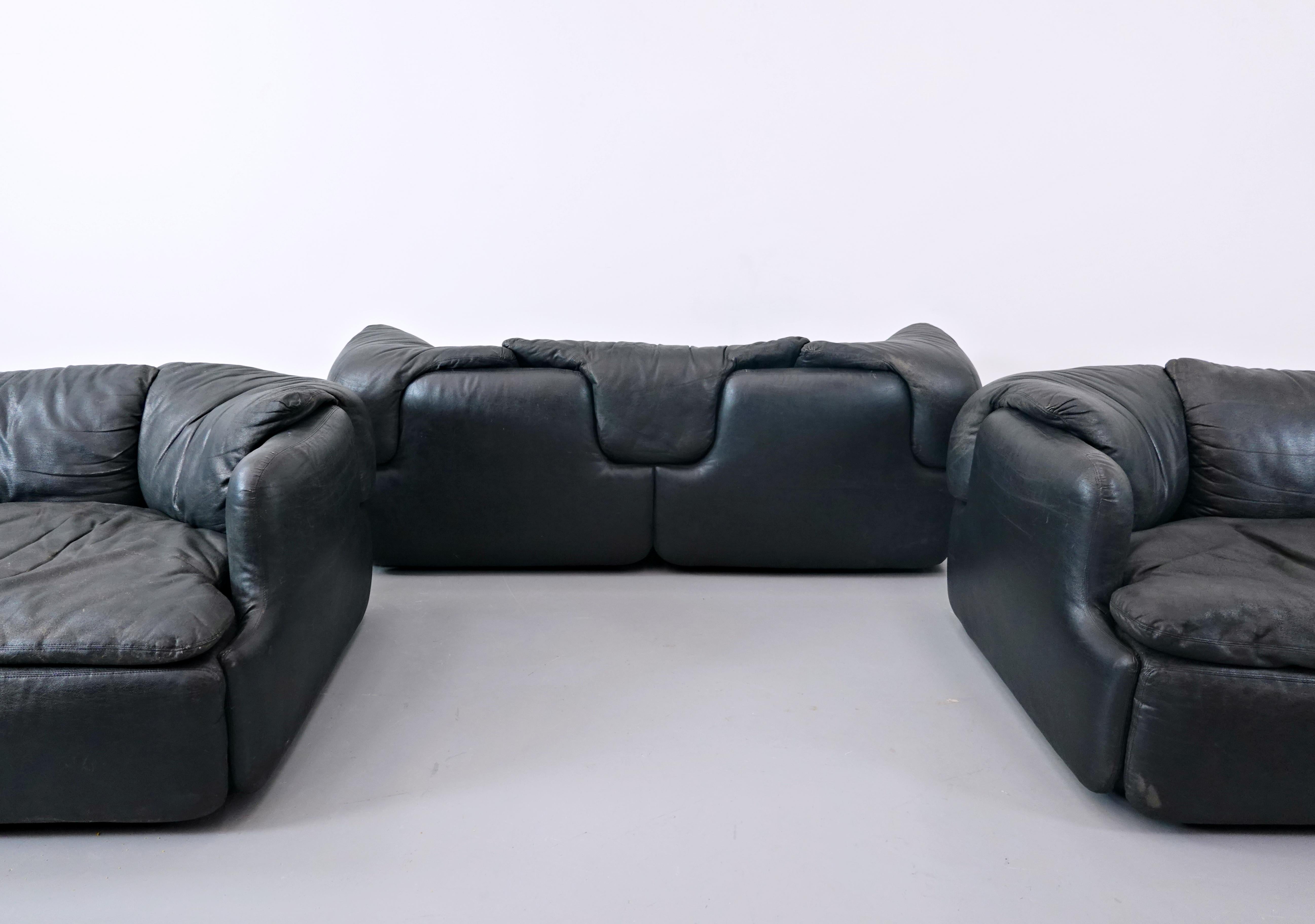 Italian Confidential Sofa, Faux Leather, by Alberto Rosselli for Saporiti, 1971