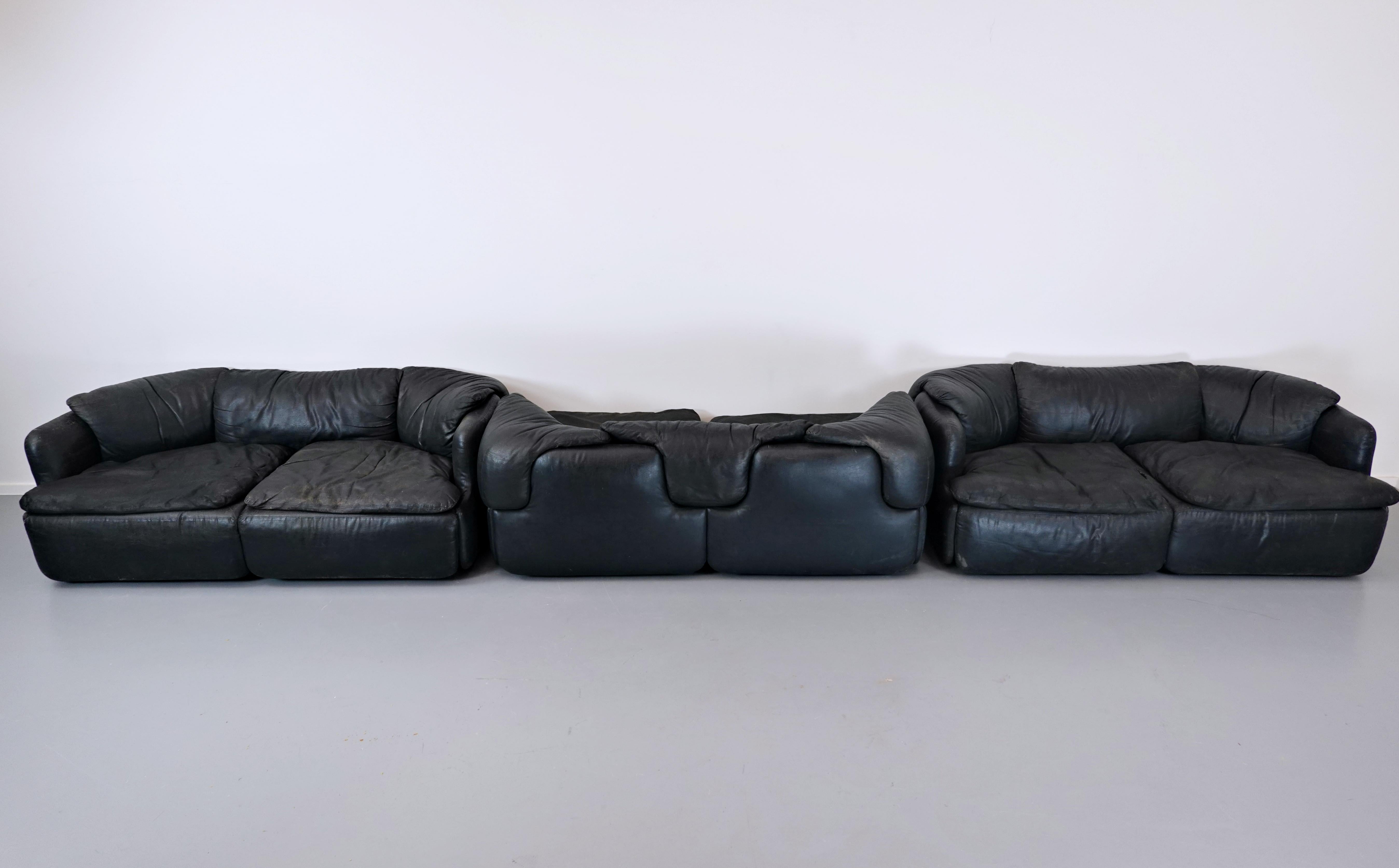 20th Century Confidential Sofa, Faux Leather, by Alberto Rosselli for Saporiti, 1971