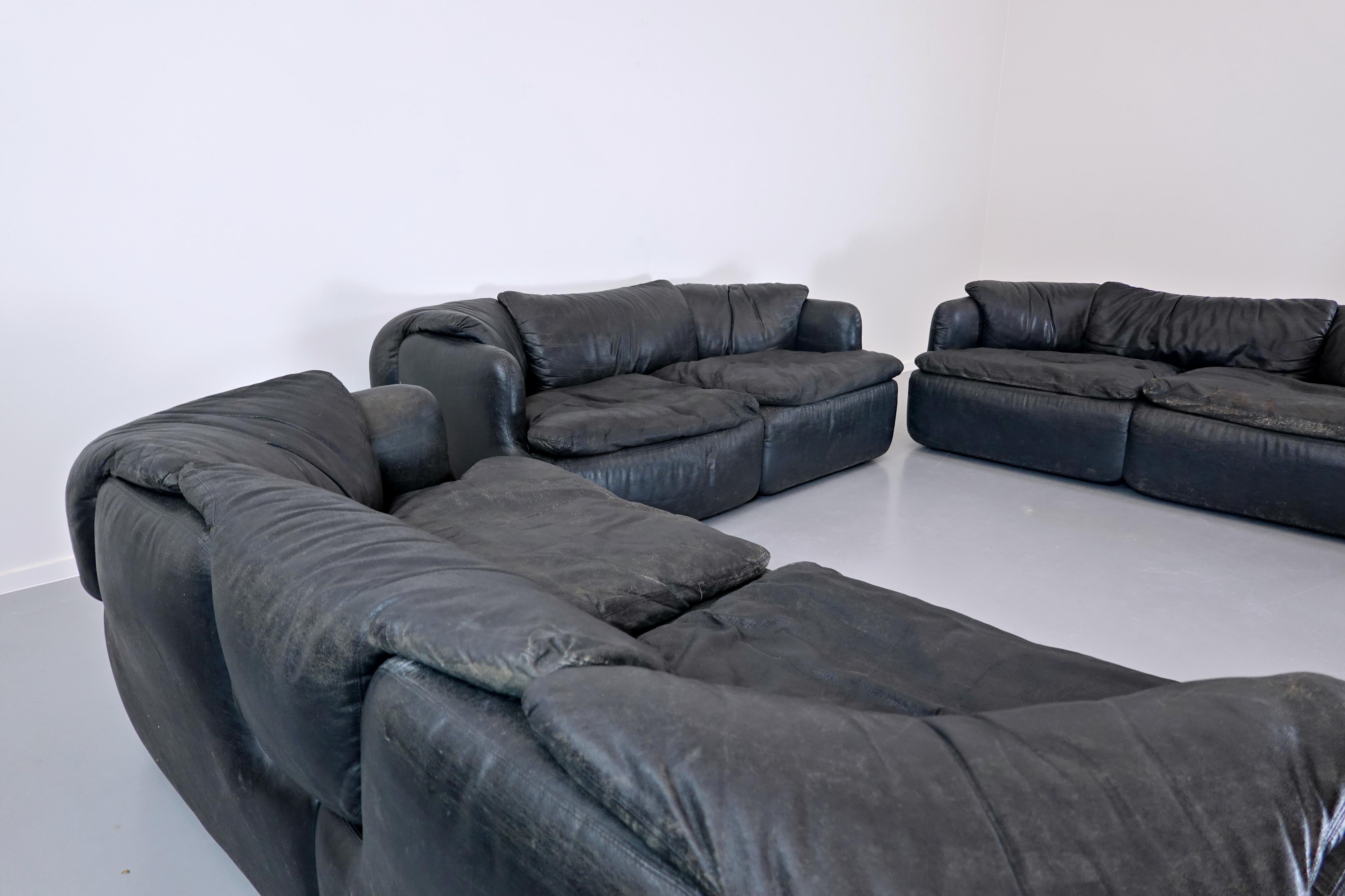 Confidential Sofa, Faux Leather, by Alberto Rosselli for Saporiti, 1971 3