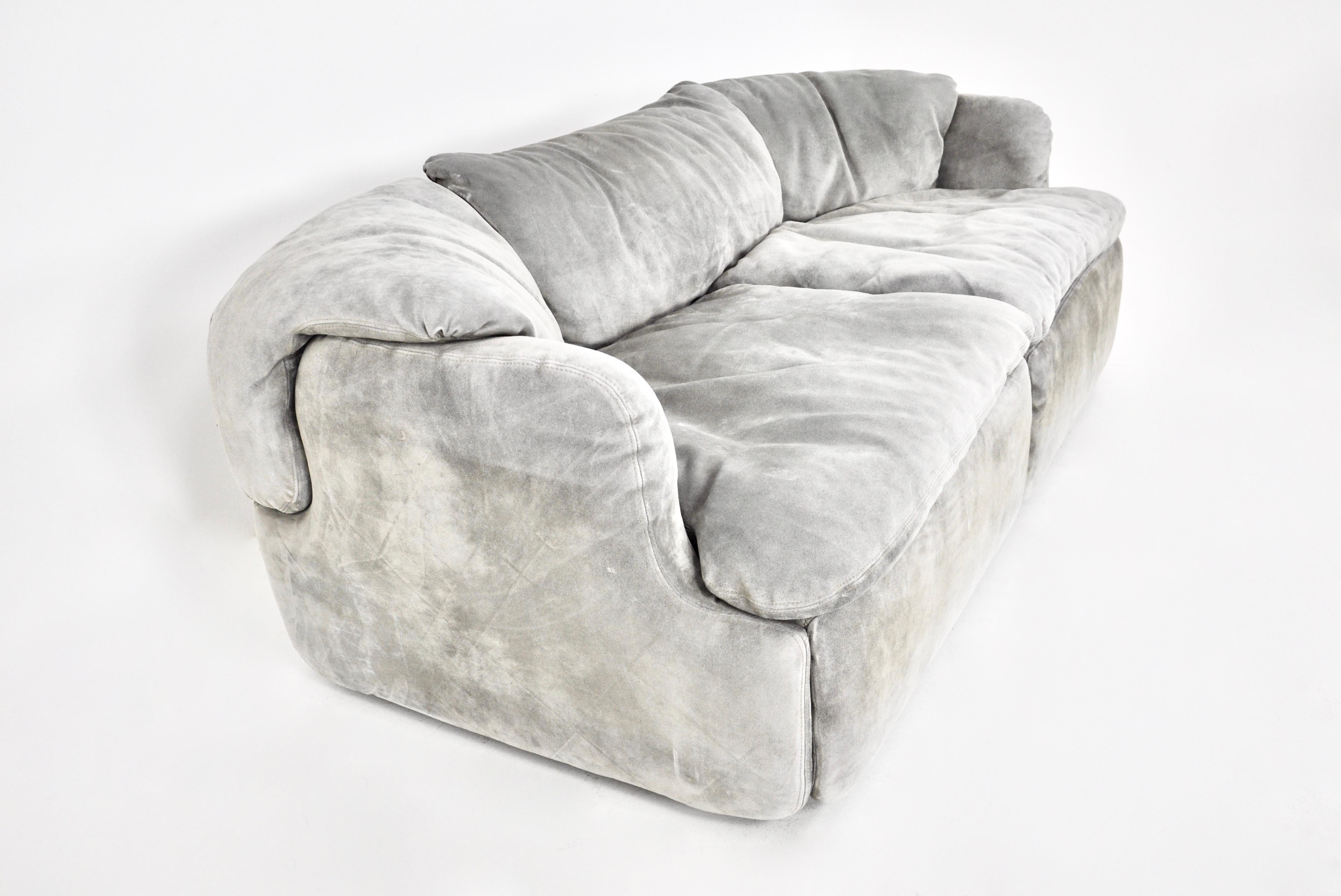 Suede Confidential Sofa Set by Alberto Rosselli for Saporiti Italia, 1970s For Sale
