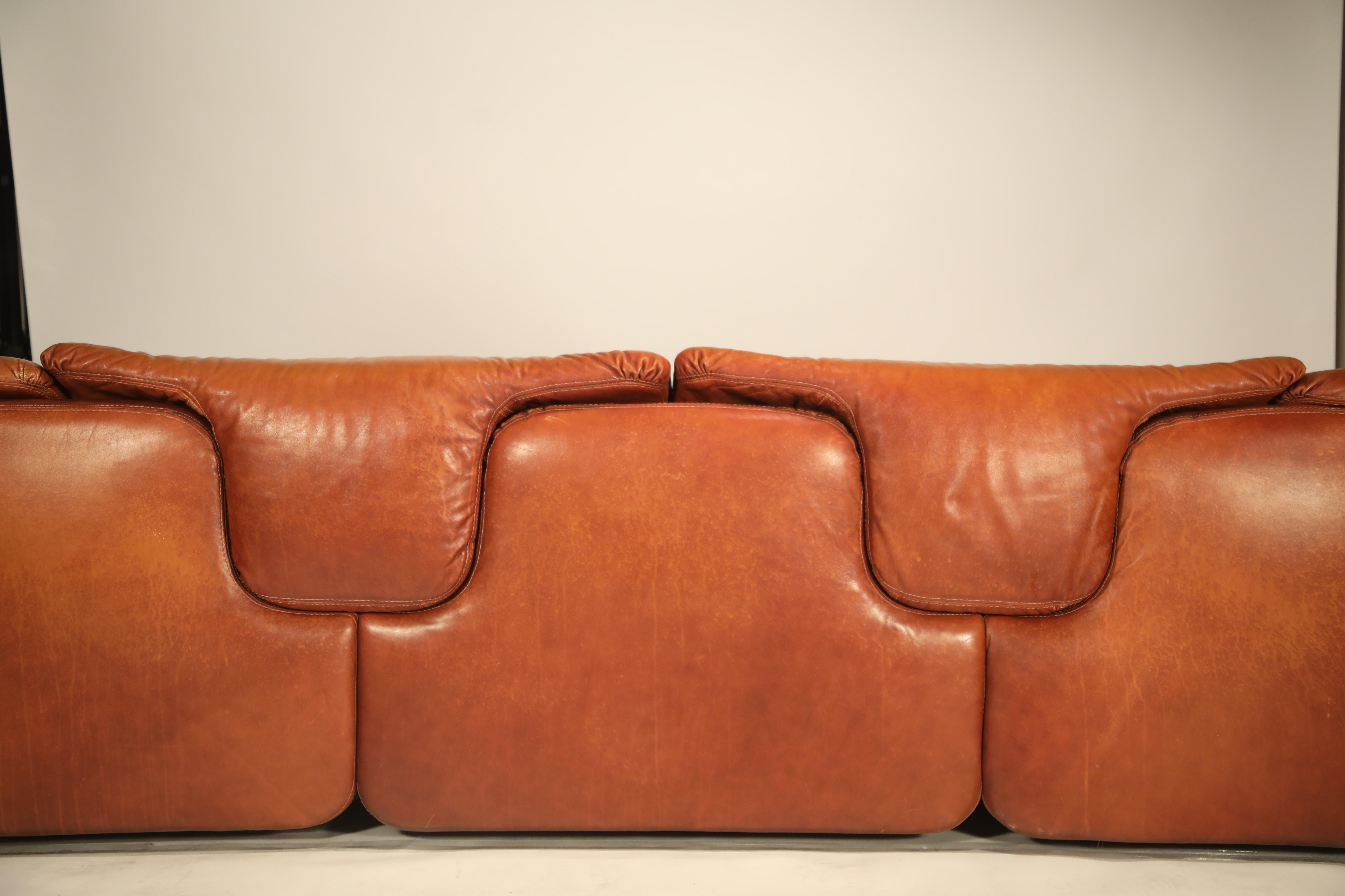 'Confidential' Three-Seat Leather Sofa by Alberto Roselli for Saporiti, 1972 10